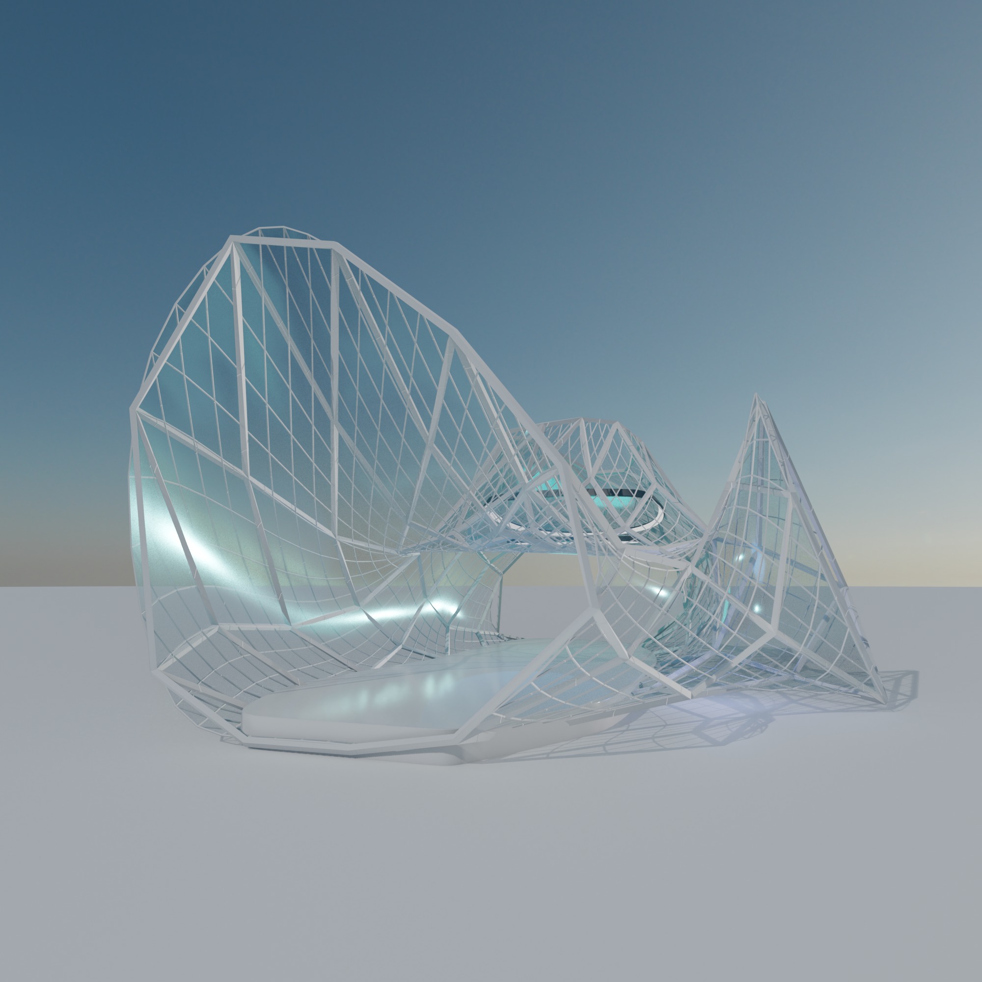 Bridge Sci fi Futuristic exhibition Exterior and Interior 3D 3D model_1