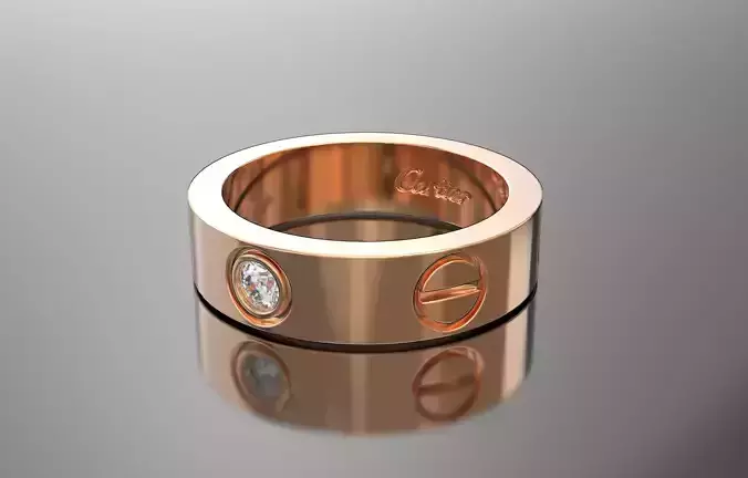 Love Ring with engraving 1 gem 3D print model