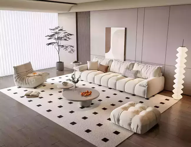 Sofa Coffee table Wall panel Living Combination 10 3D model