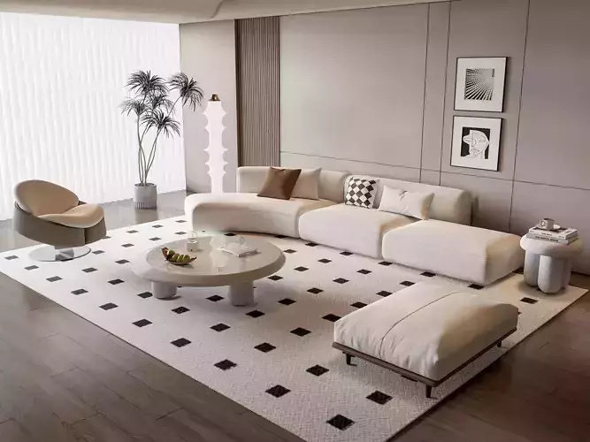 Sofa Coffee table Wall panel Living Combination 11 3D model