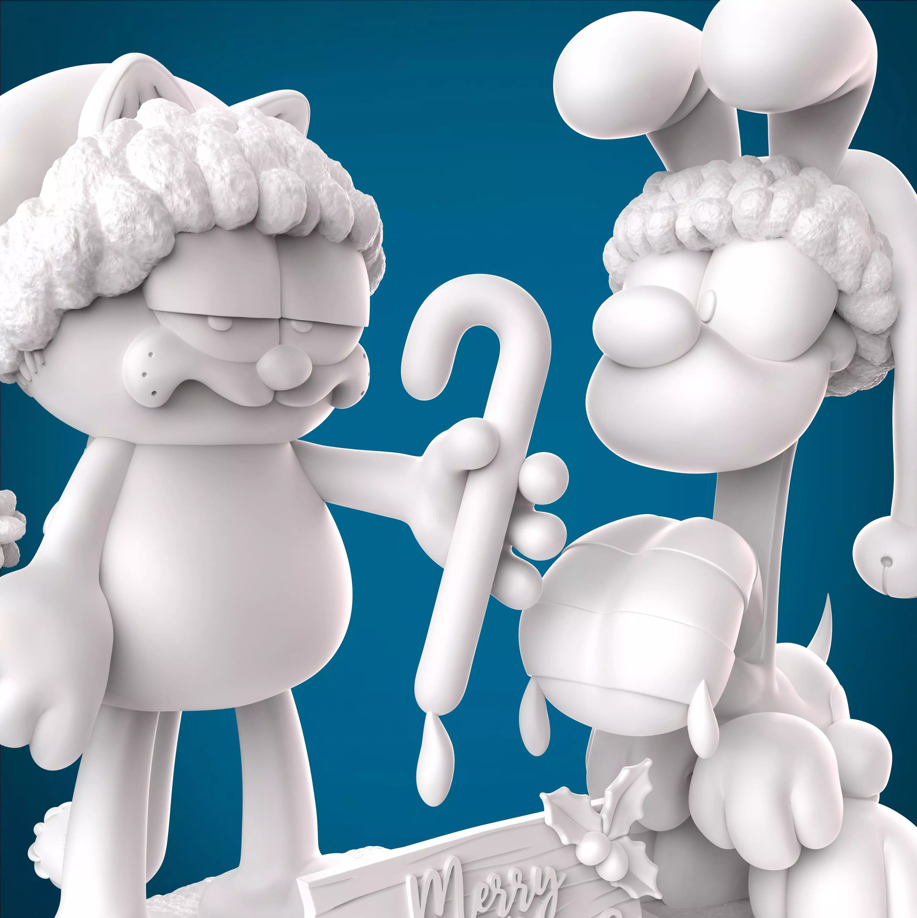 GARFIELD AND ODIE AT CHRISTMAS 3D print model_7