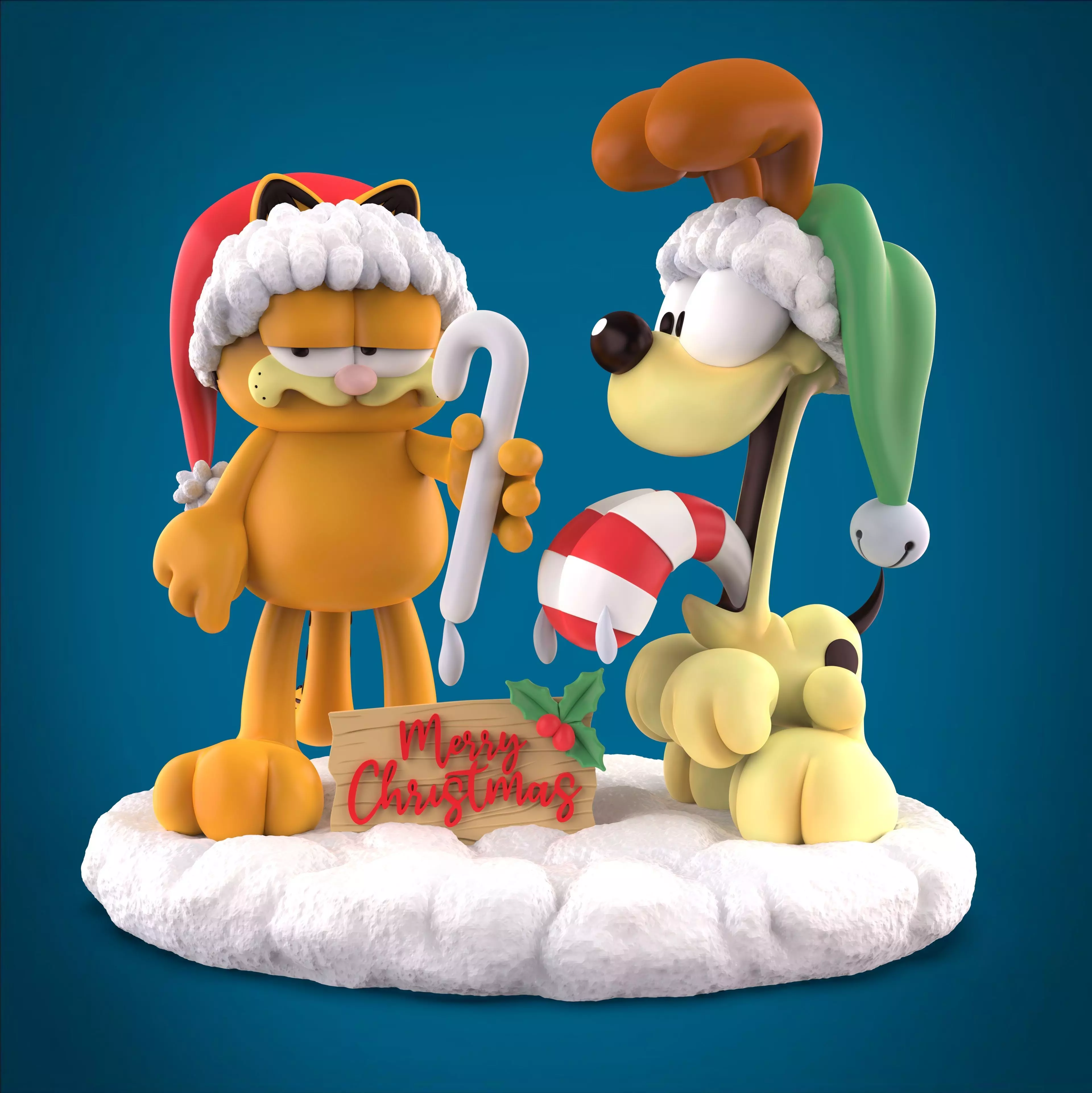 GARFIELD AND ODIE AT CHRISTMAS 3D print model_0