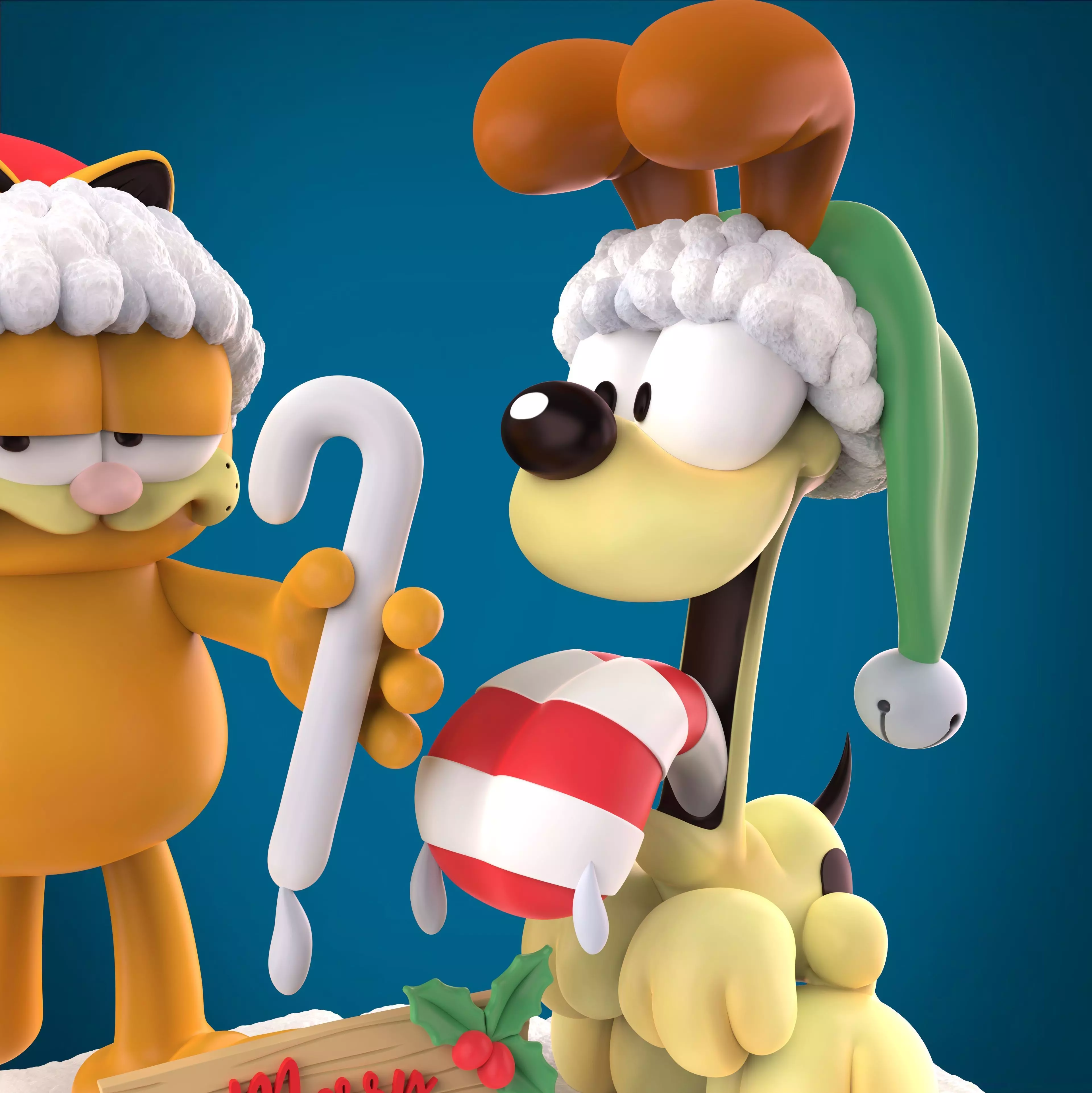 GARFIELD AND ODIE AT CHRISTMAS 3D print model_2