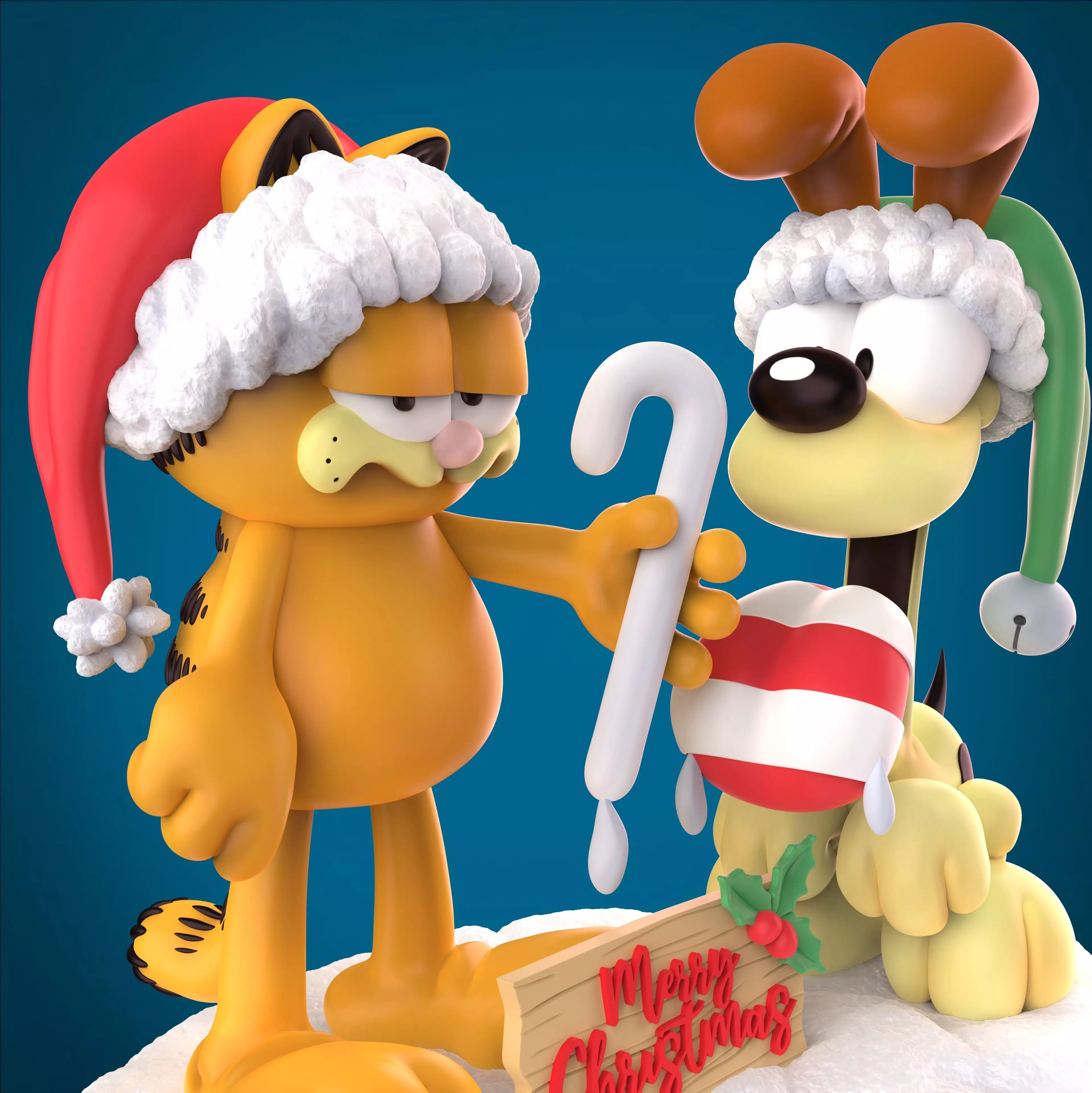 GARFIELD AND ODIE AT CHRISTMAS 3D print model_3