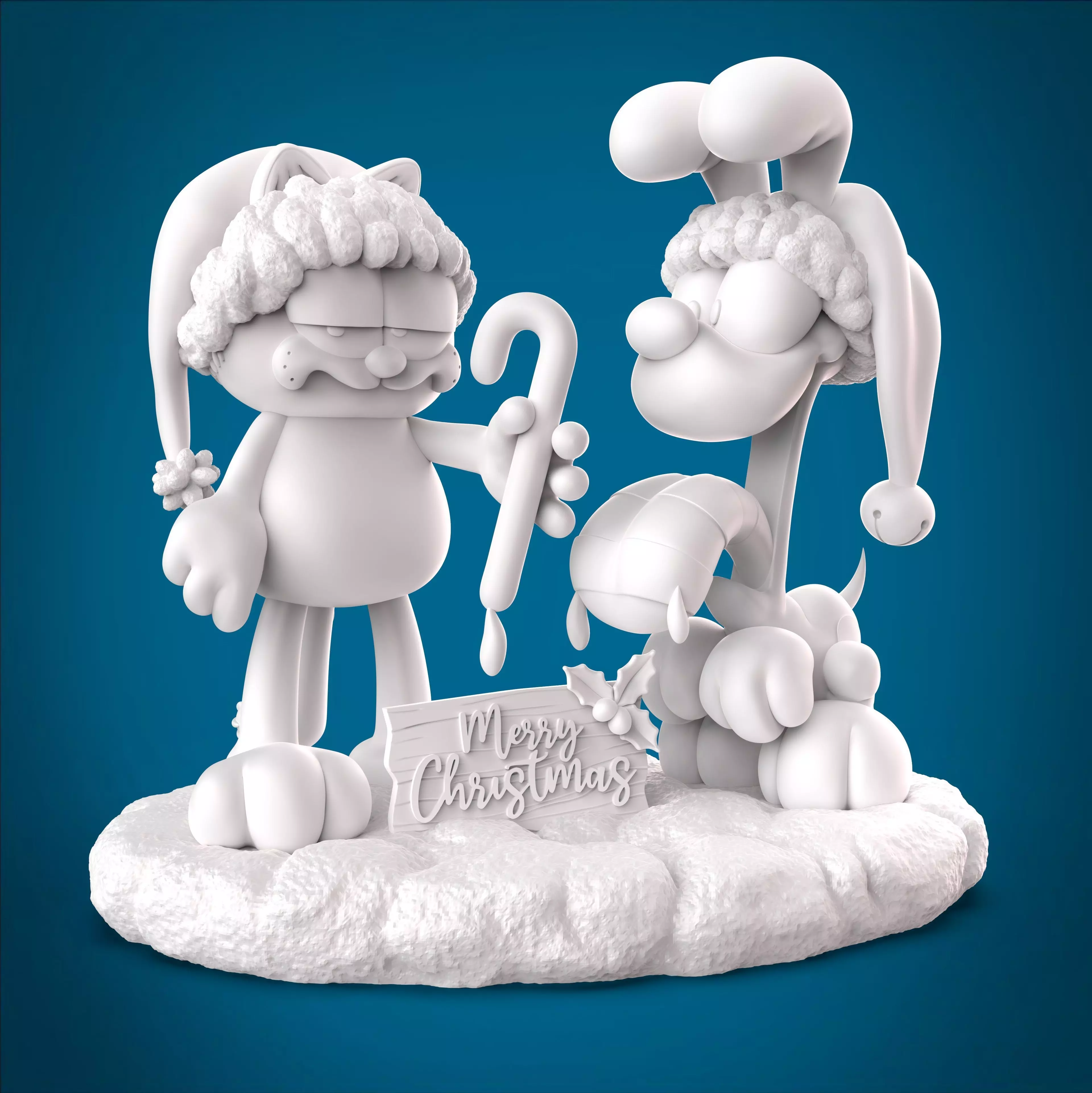 GARFIELD AND ODIE AT CHRISTMAS 3D print model_4