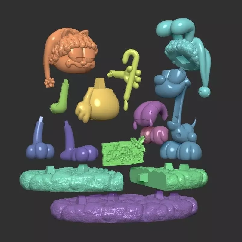 GARFIELD AND ODIE AT CHRISTMAS 3D print model_9