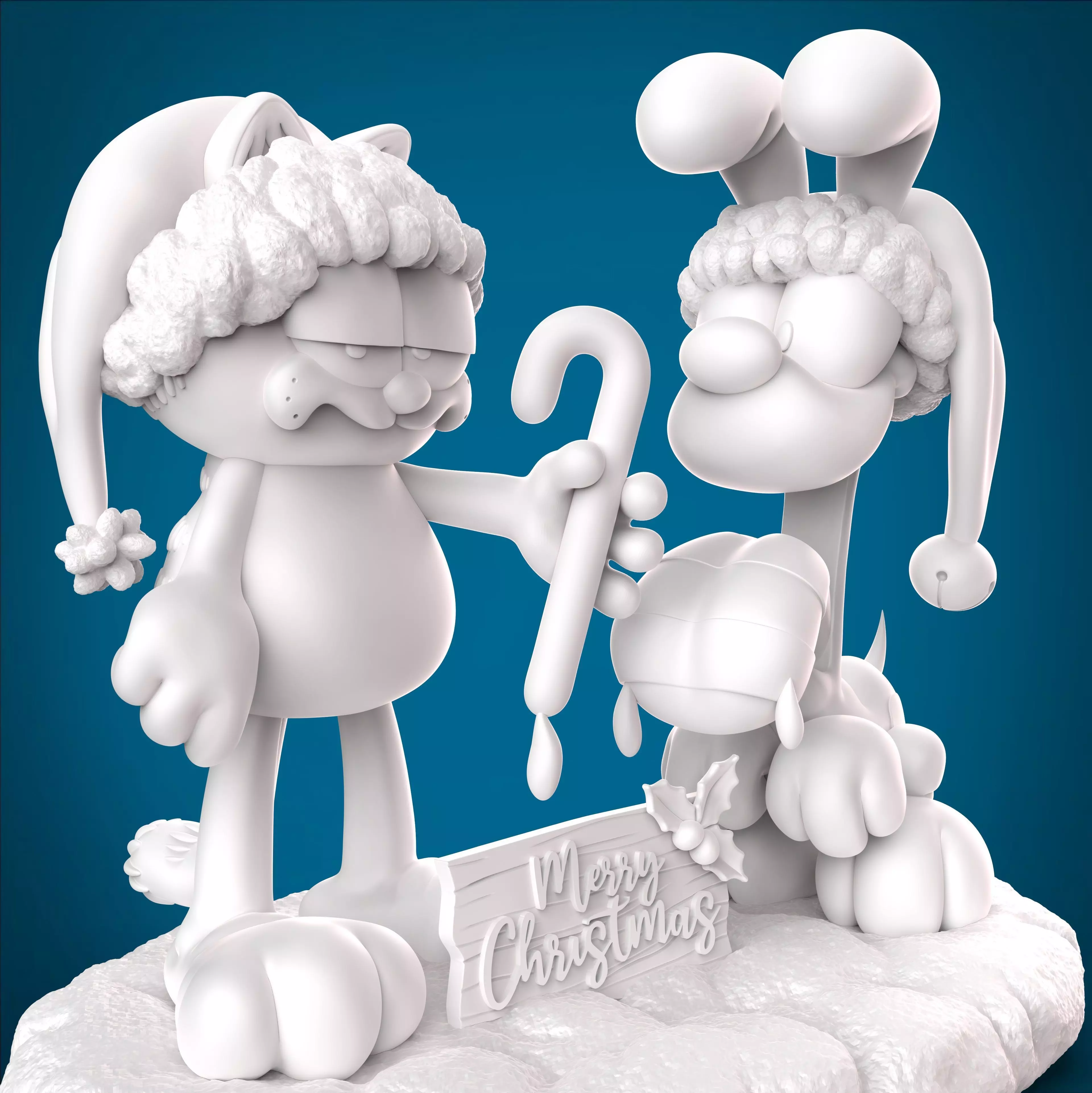 GARFIELD AND ODIE AT CHRISTMAS 3D print model_5