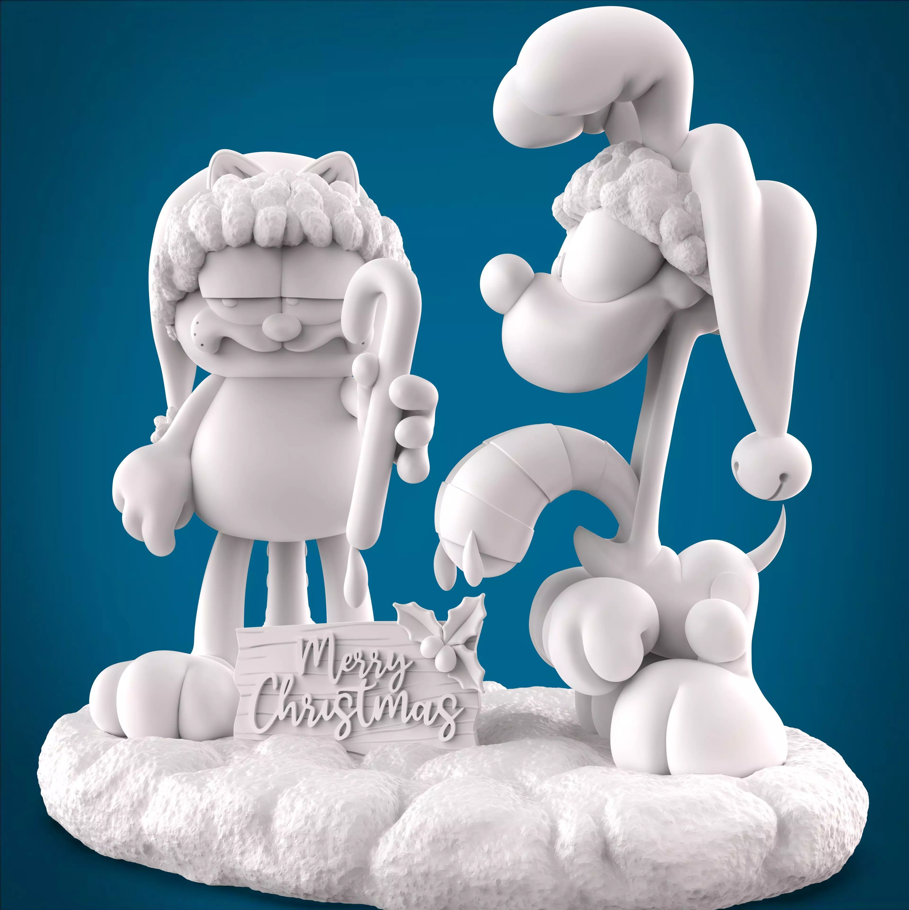 GARFIELD AND ODIE AT CHRISTMAS 3D print model_6
