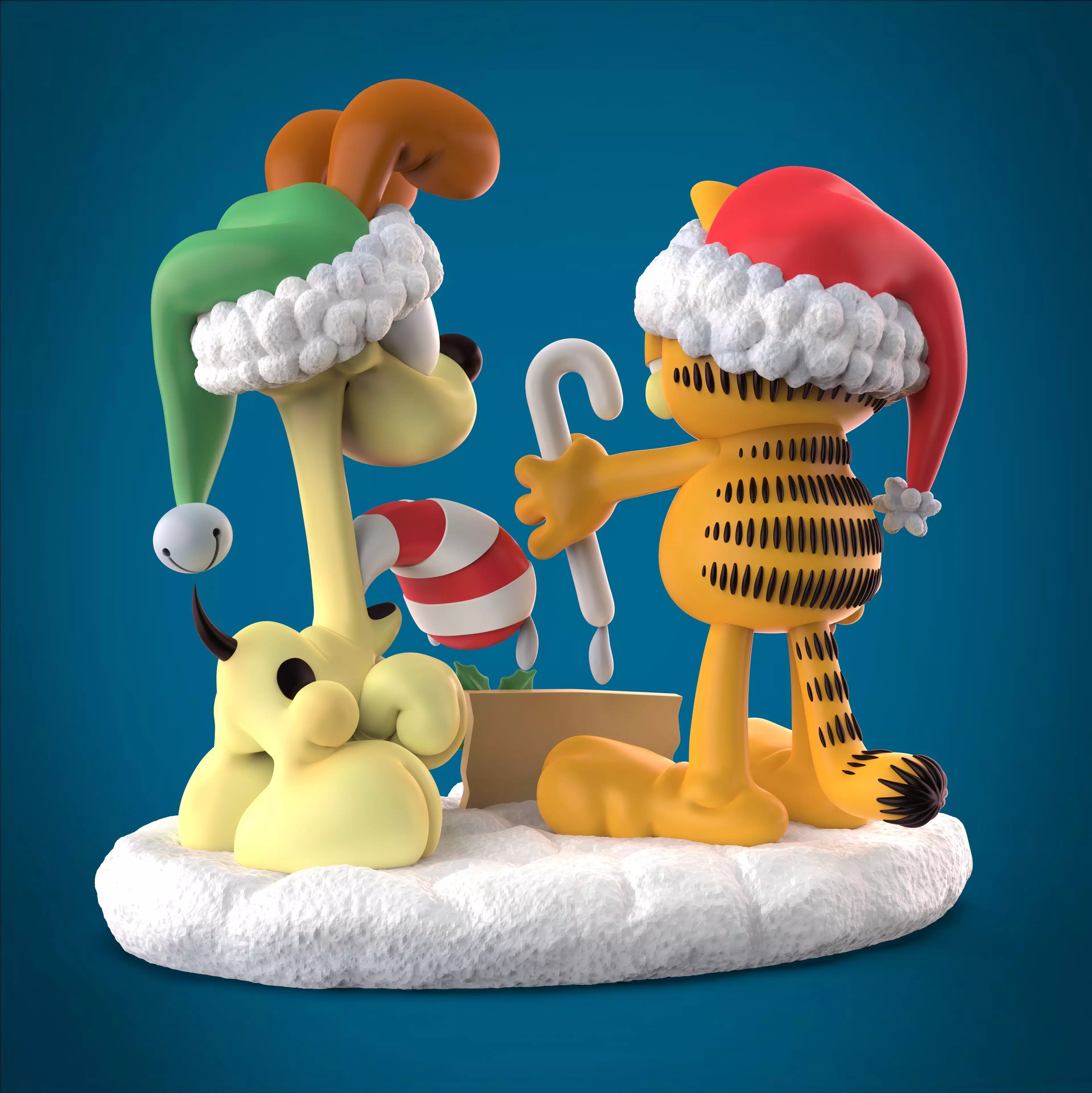 GARFIELD AND ODIE AT CHRISTMAS 3D print model_1