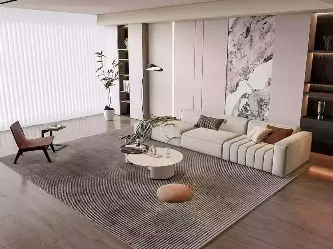 Sofa Coffee table Wall panel Living Combination 13 3D model