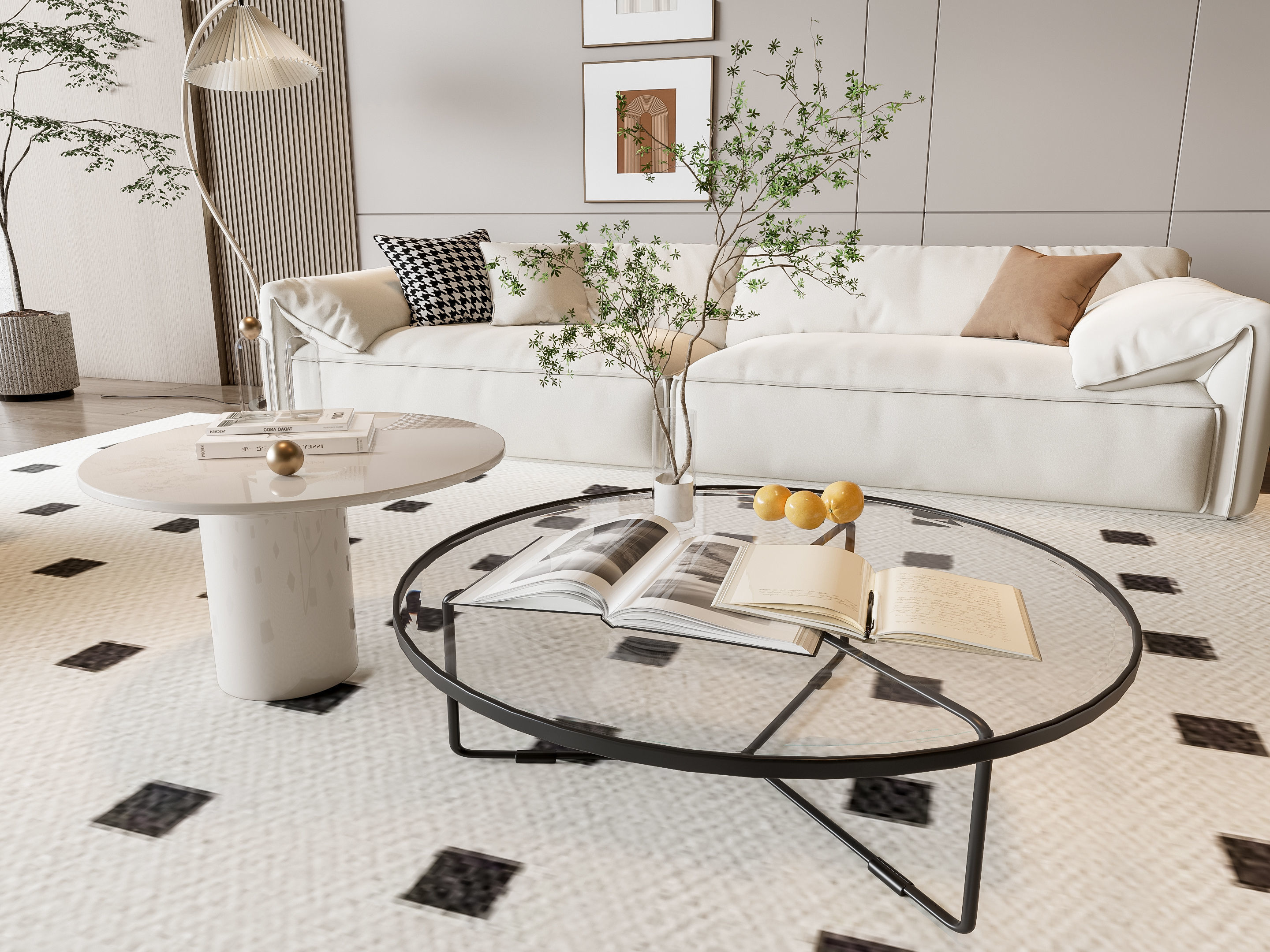 Sofa Coffee table Wall panel Living Combination 14 3D model_3