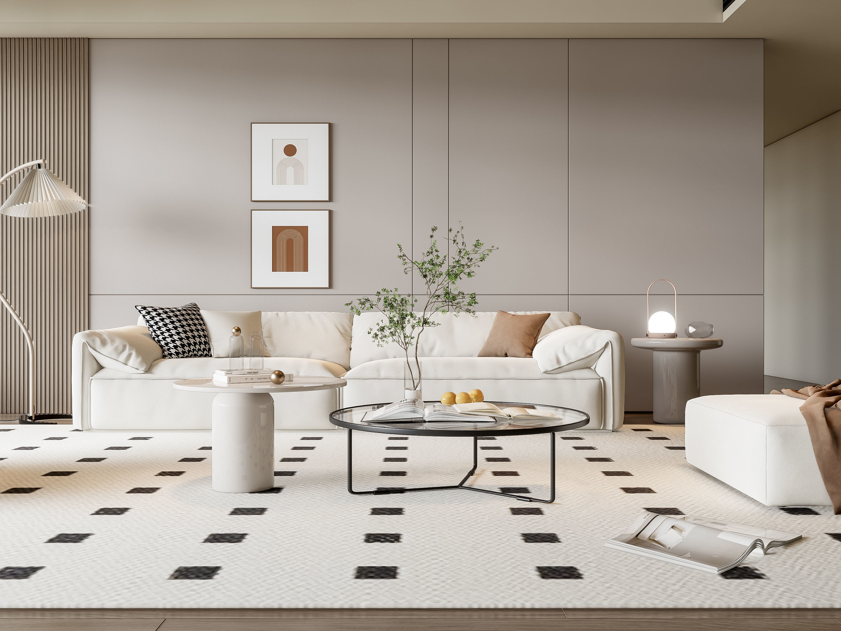 Sofa Coffee table Wall panel Living Combination 14 3D model_13