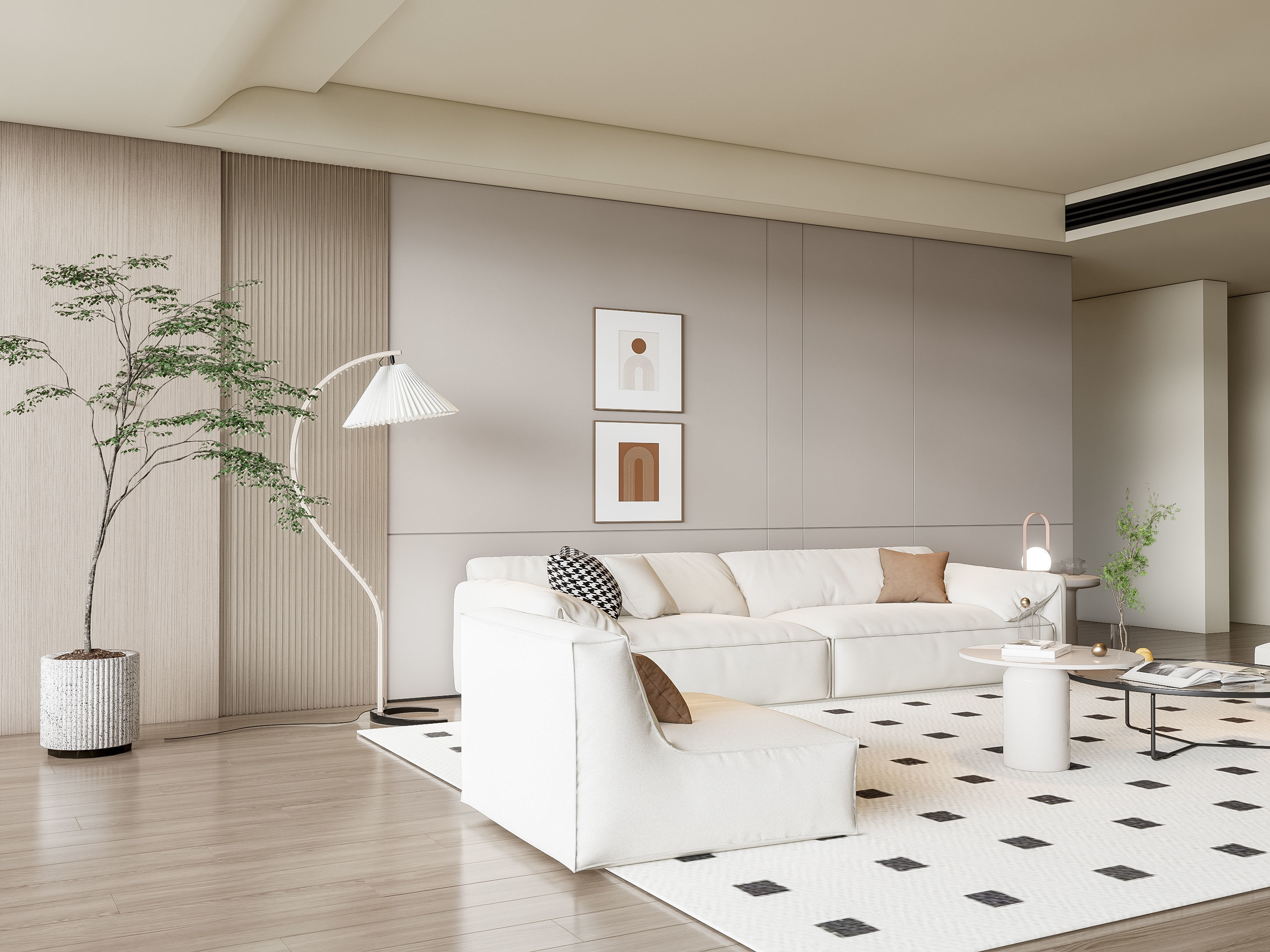 Sofa Coffee table Wall panel Living Combination 14 3D model_11