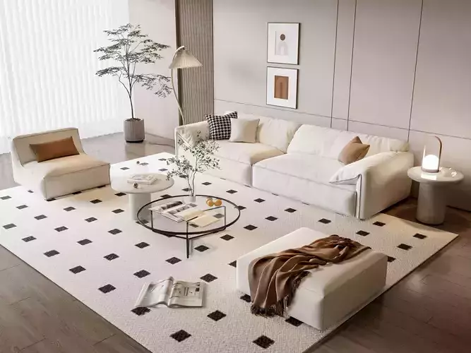 Sofa Coffee table Wall panel Living Combination 14 3D model