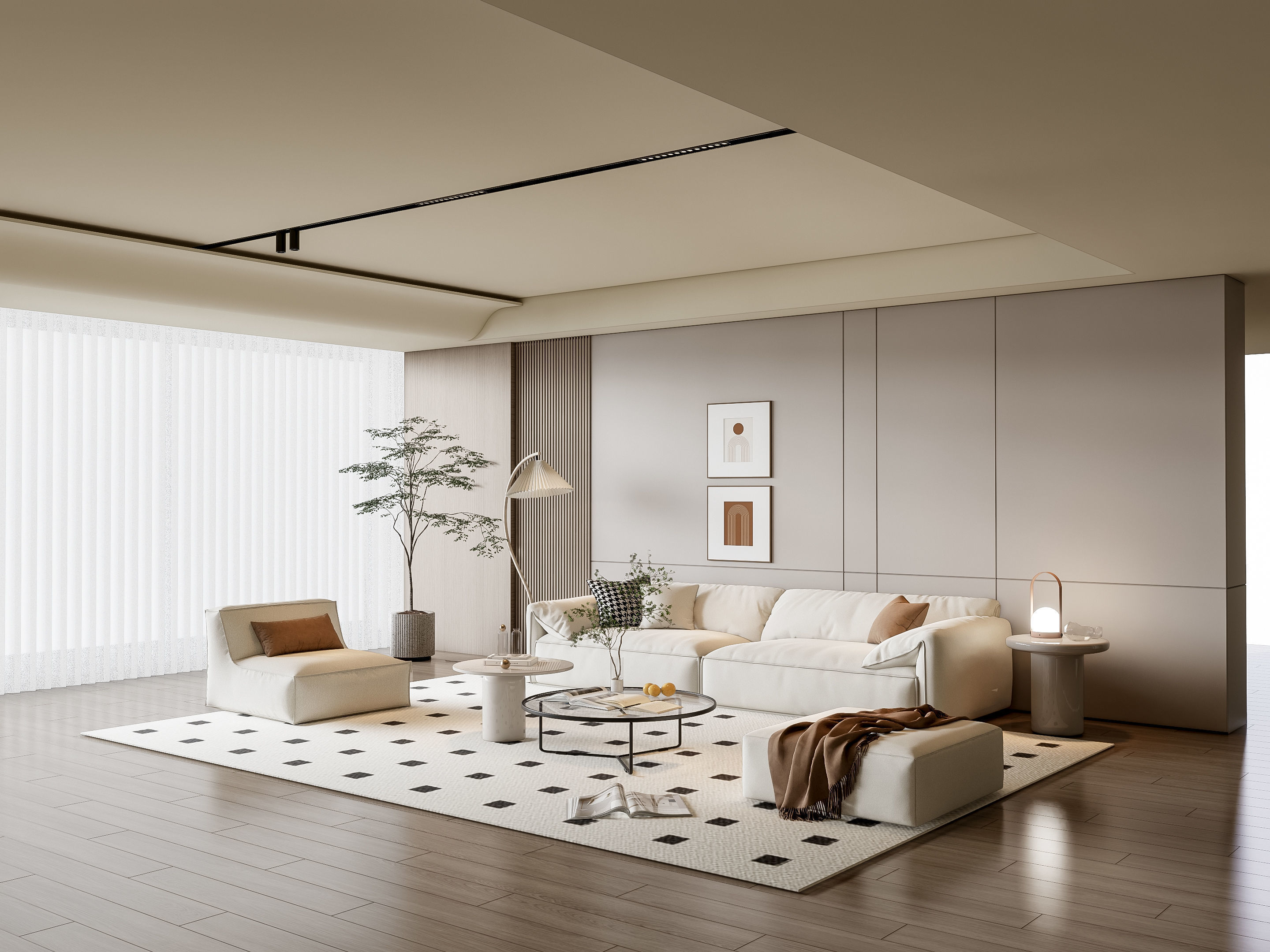 Sofa Coffee table Wall panel Living Combination 14 3D model_14