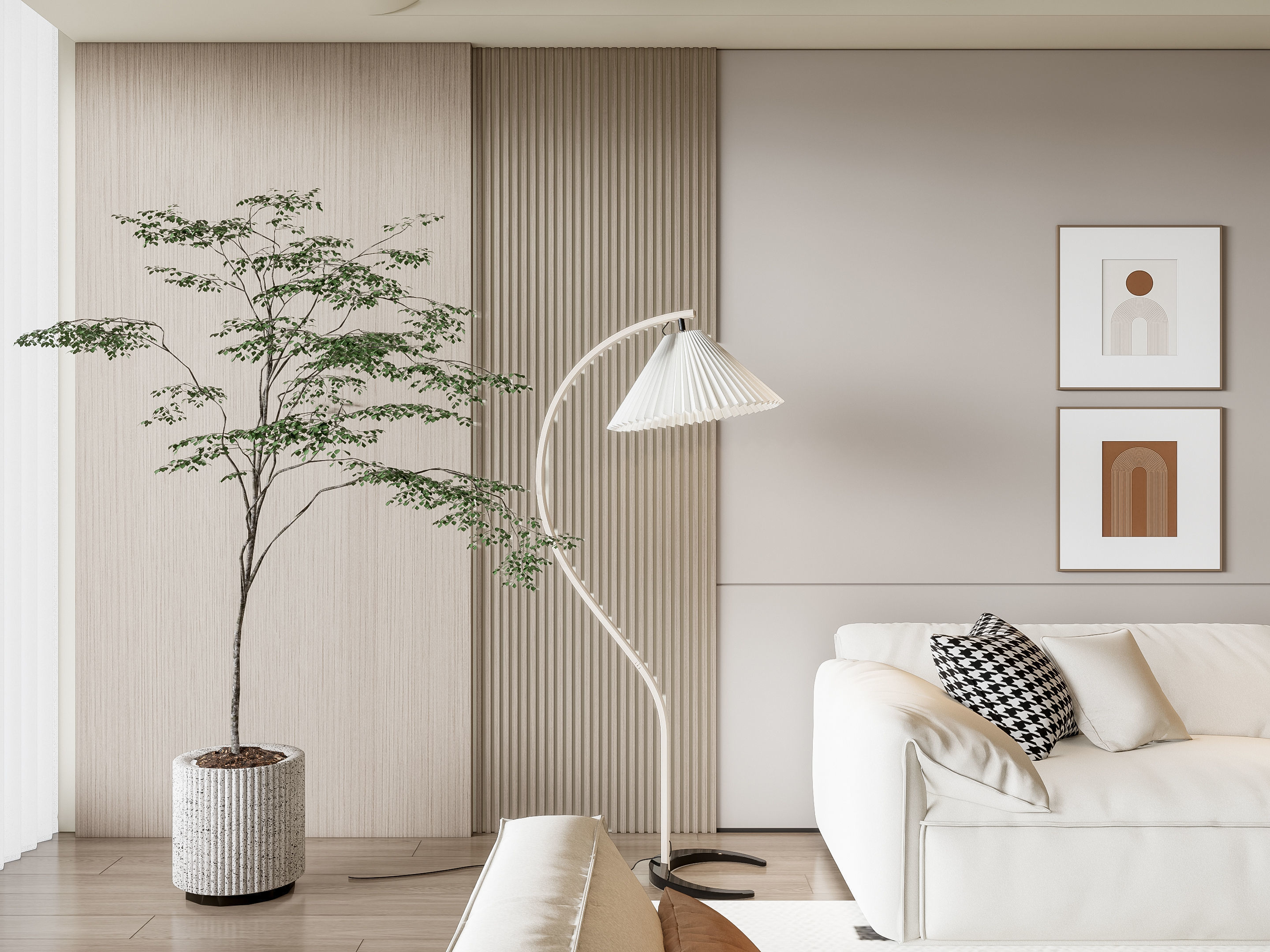 Sofa Coffee table Wall panel Living Combination 14 3D model_6