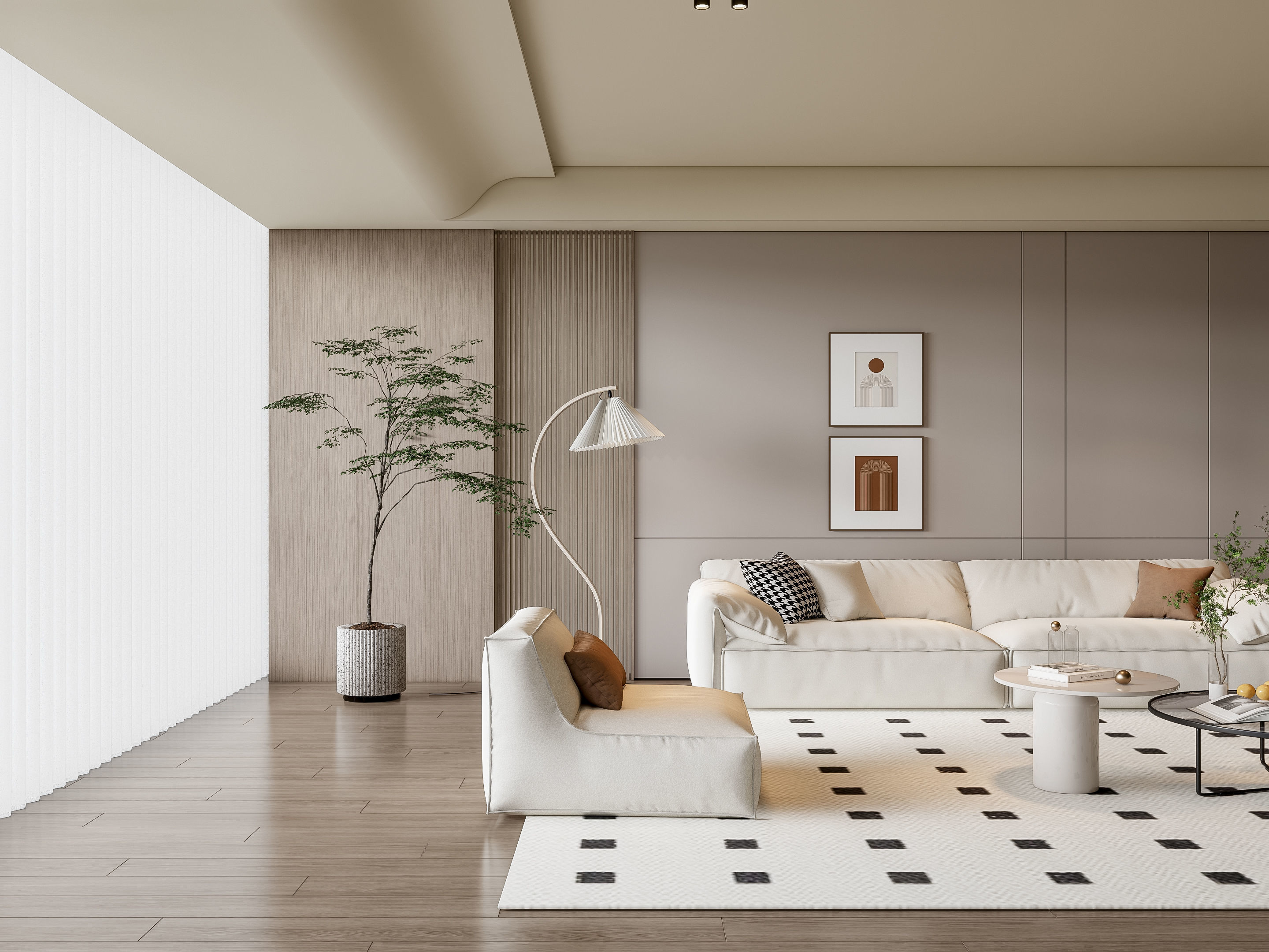 Sofa Coffee table Wall panel Living Combination 14 3D model_15