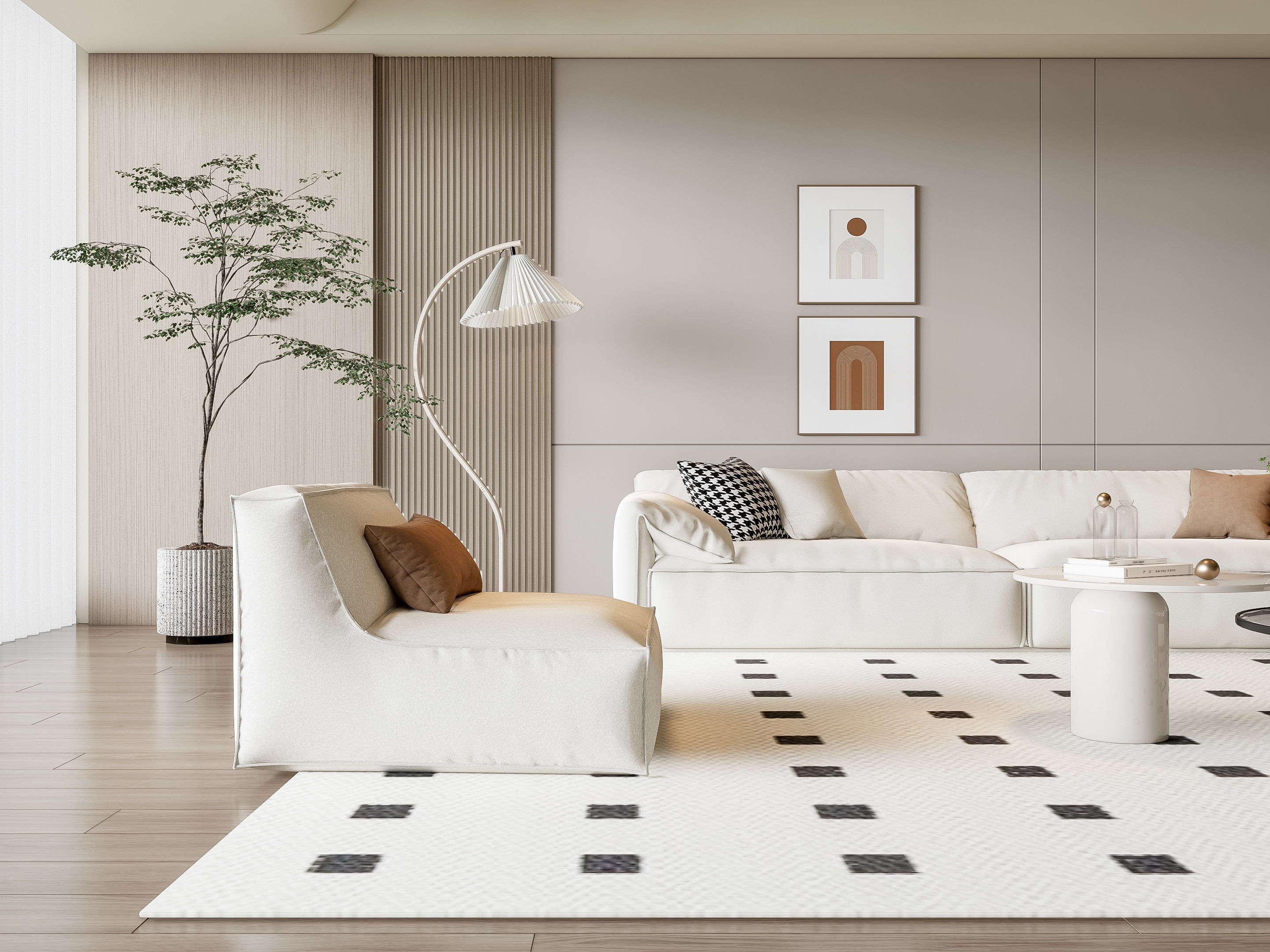 Sofa Coffee table Wall panel Living Combination 14 3D model_18