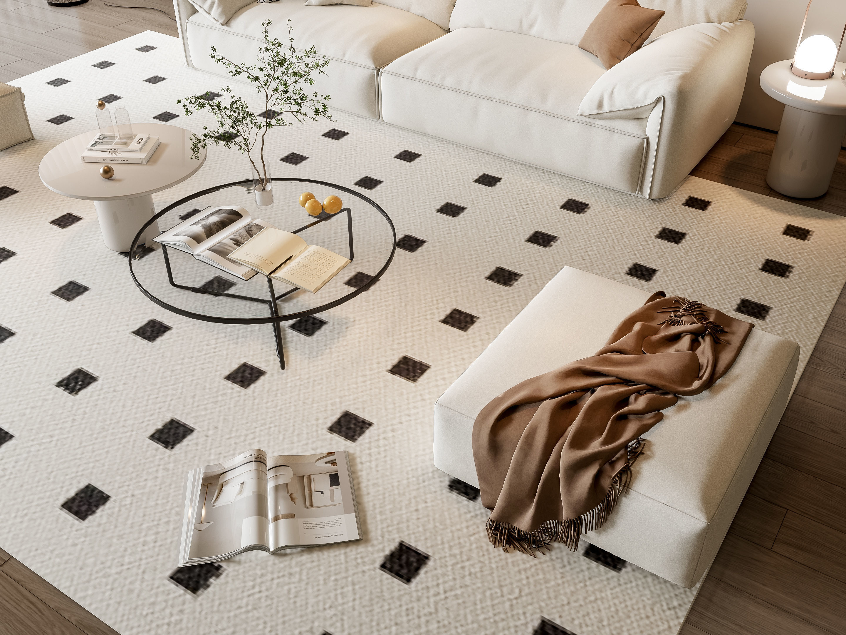 Sofa Coffee table Wall panel Living Combination 14 3D model_5