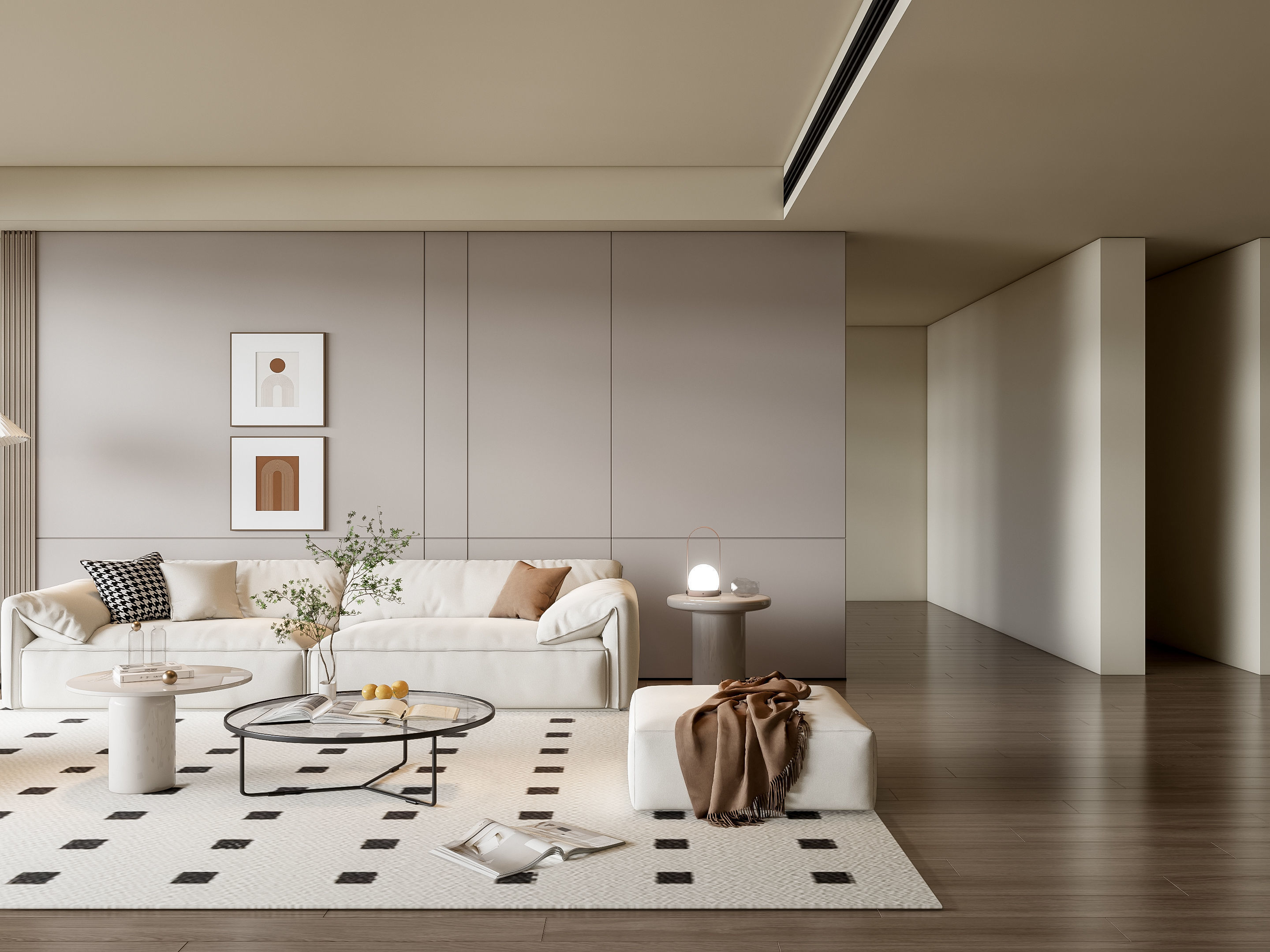 Sofa Coffee table Wall panel Living Combination 14 3D model_16