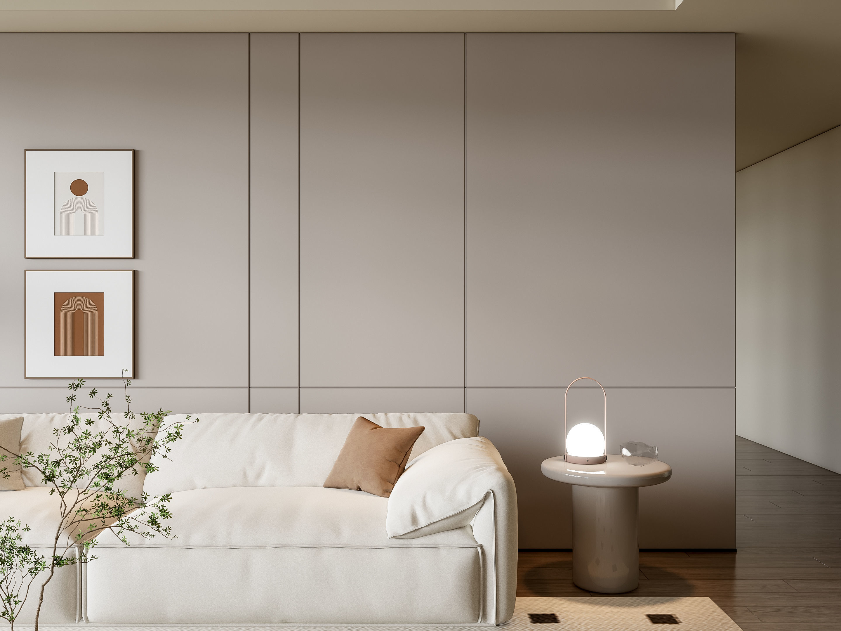 Sofa Coffee table Wall panel Living Combination 14 3D model_10