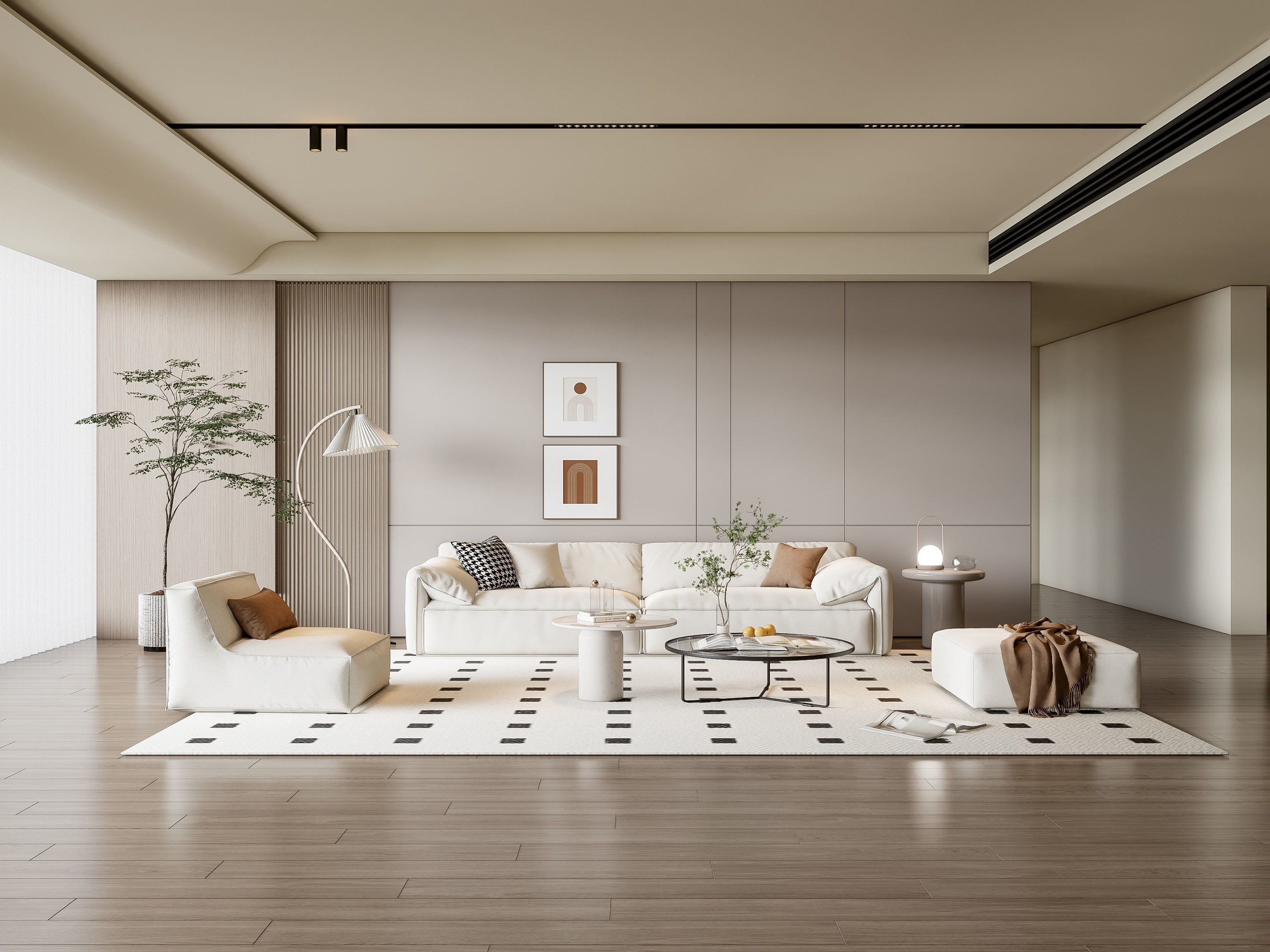 Sofa Coffee table Wall panel Living Combination 14 3D model_17