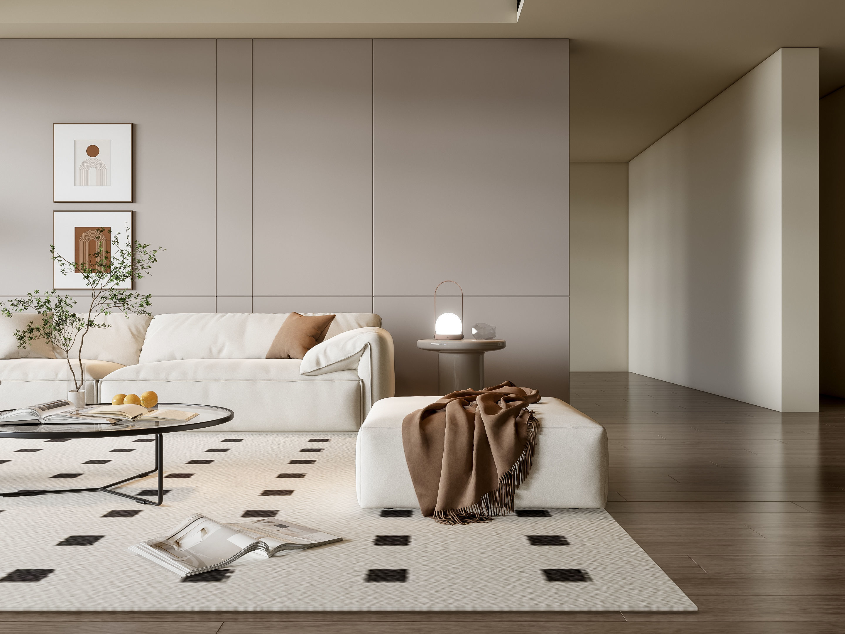 Sofa Coffee table Wall panel Living Combination 14 3D model_8