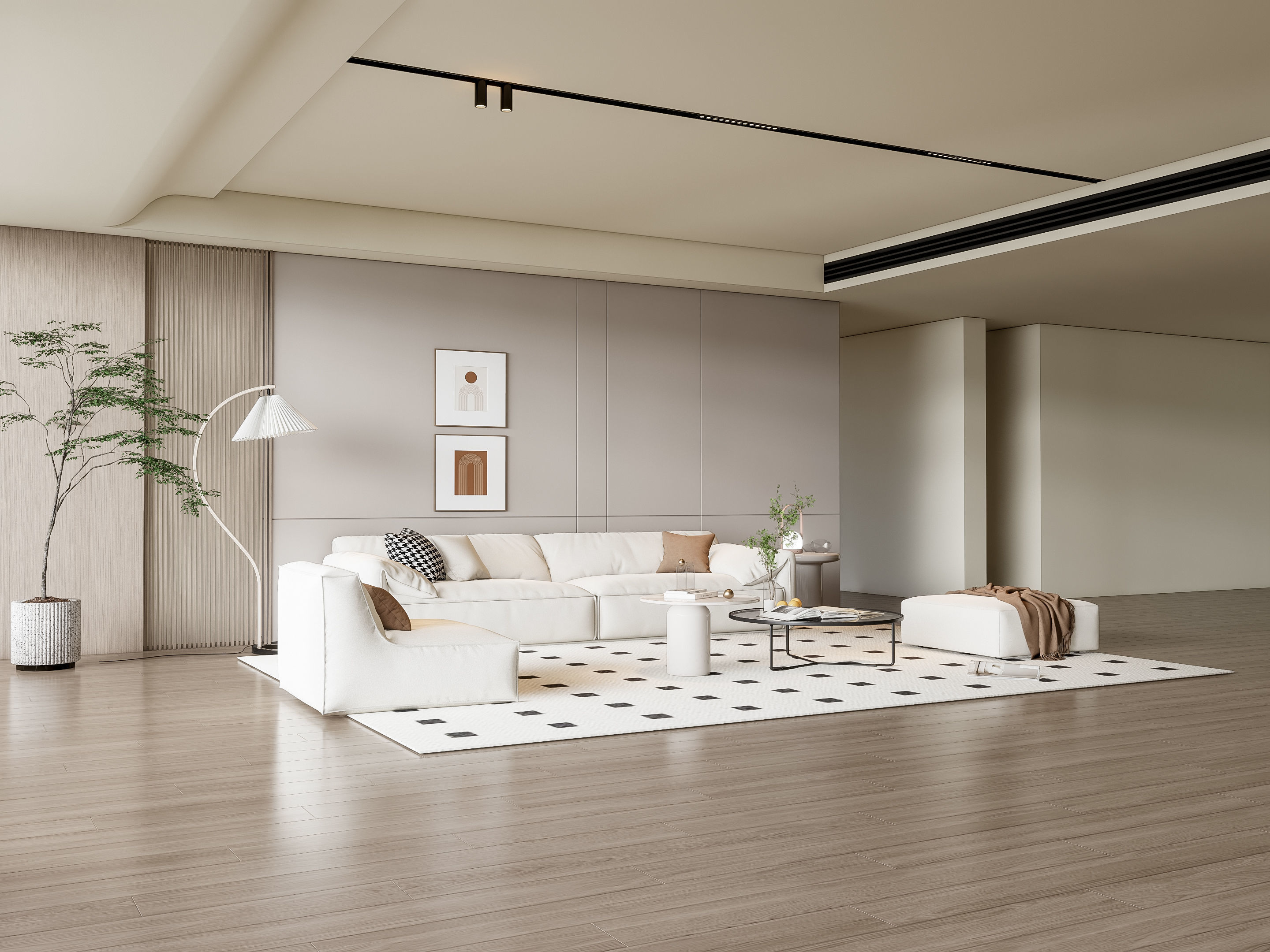 Sofa Coffee table Wall panel Living Combination 14 3D model_12