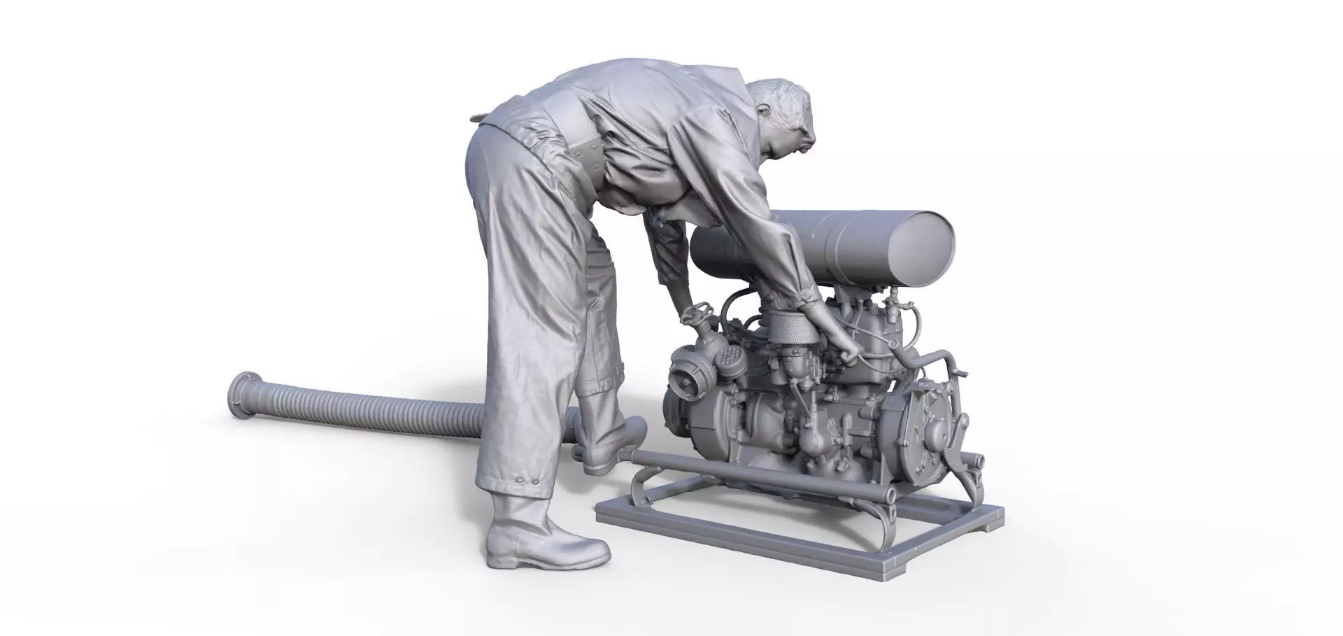 Feuerwehr DDR mit Pumpe und Rohr 3D print model_0