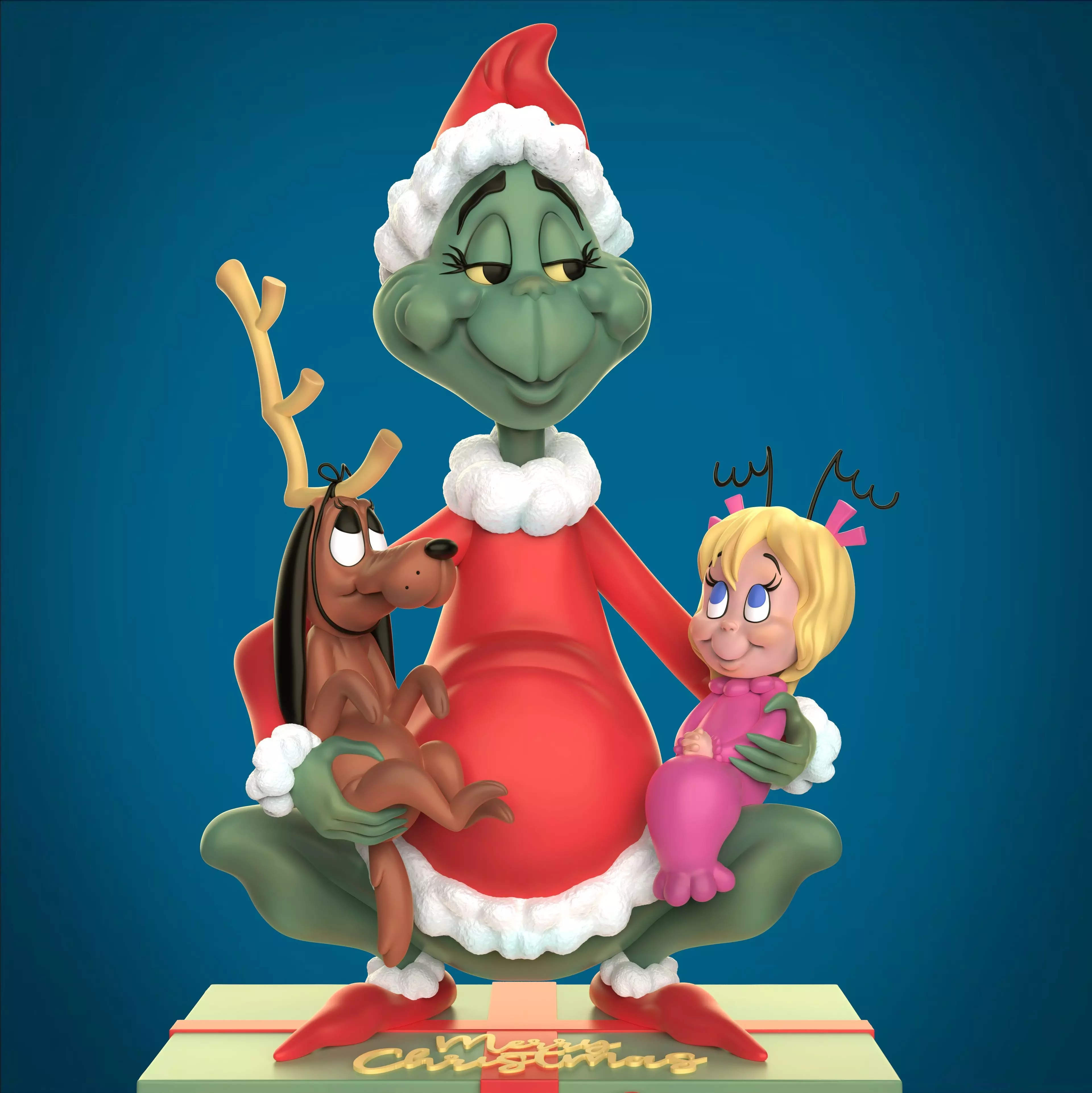 Diorama GRINCH MAX y CINDY LOU 3D print model_0