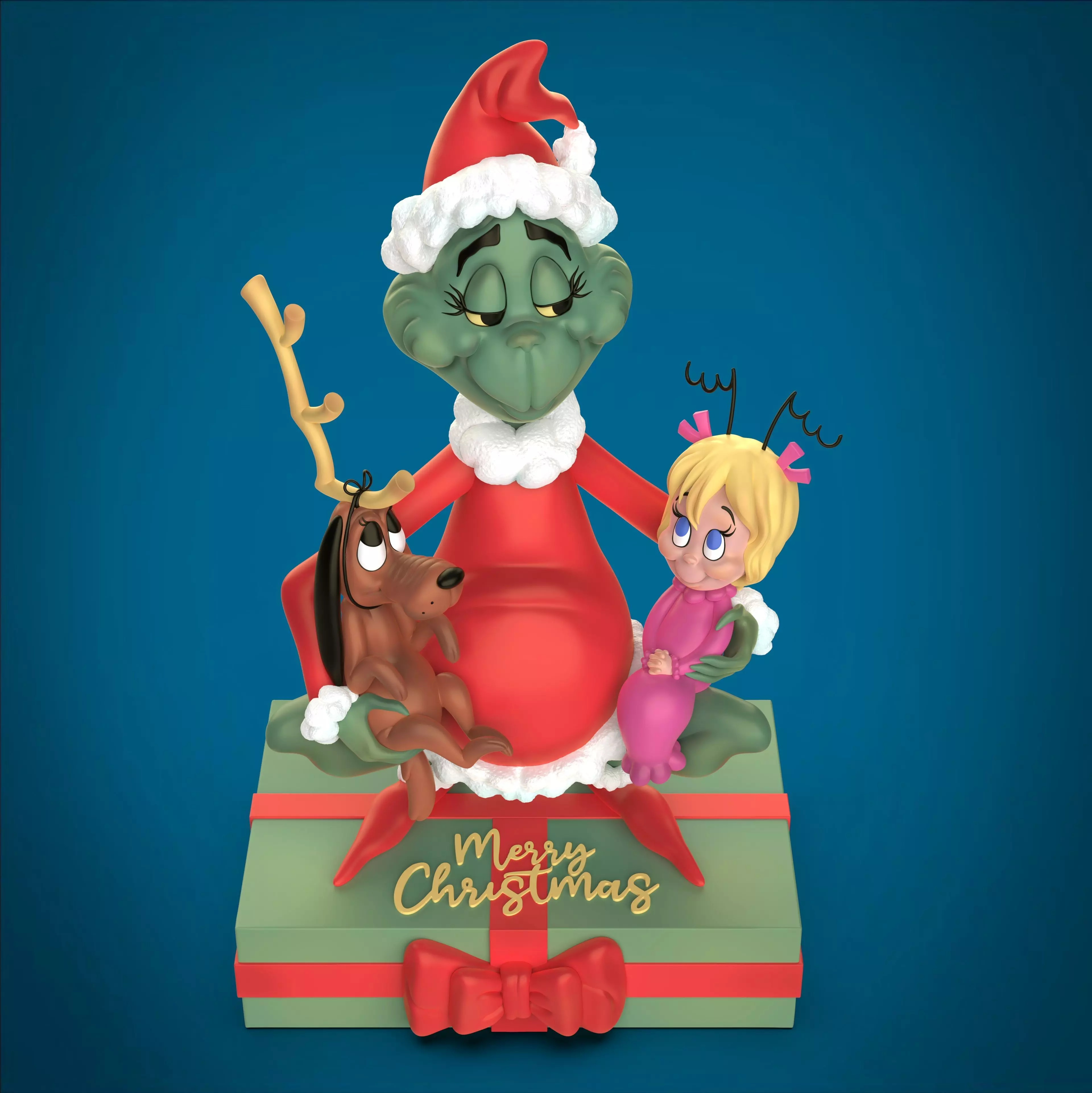 Diorama GRINCH MAX y CINDY LOU 3D print model_4