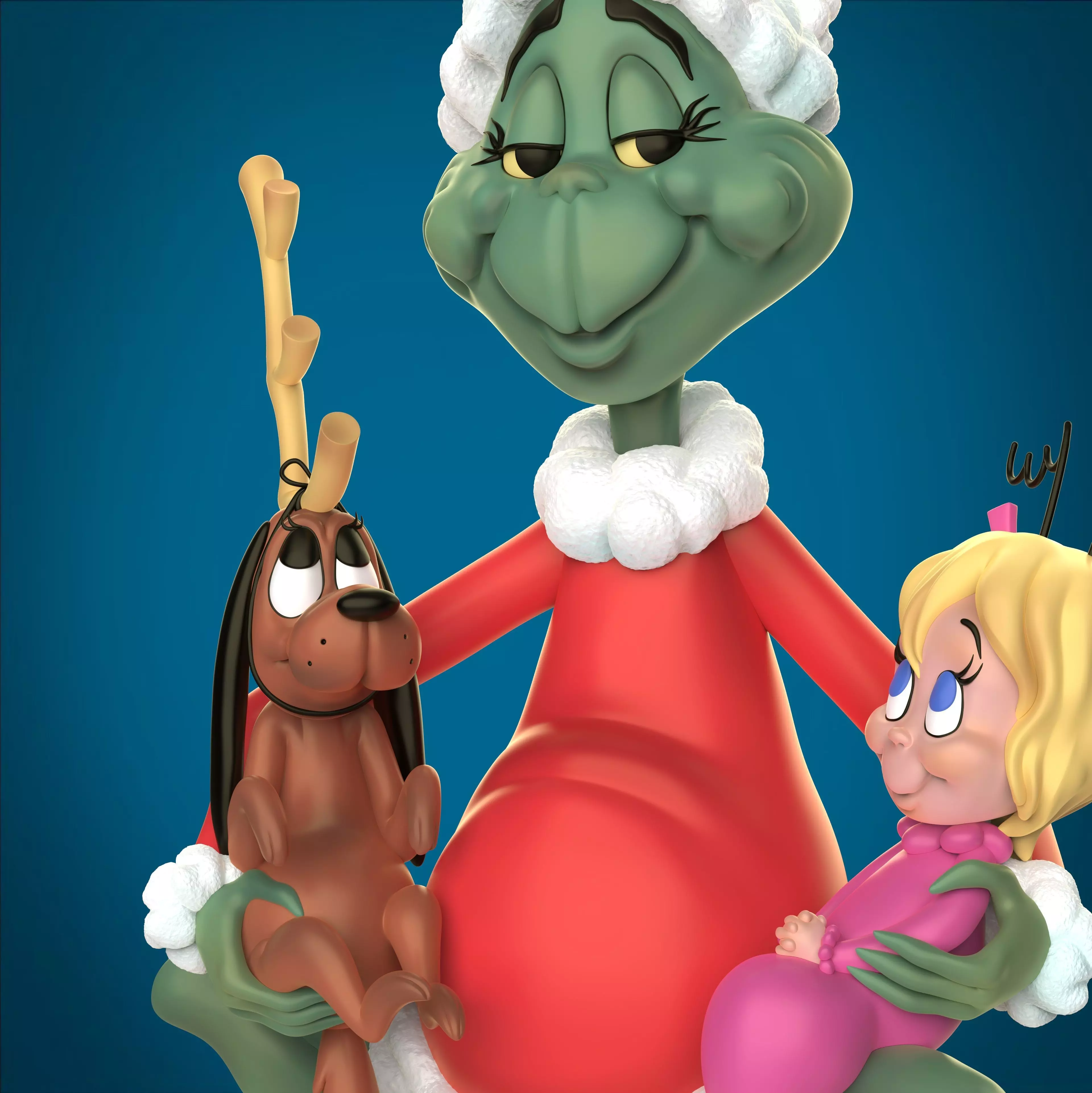 Diorama GRINCH MAX y CINDY LOU 3D print model_1