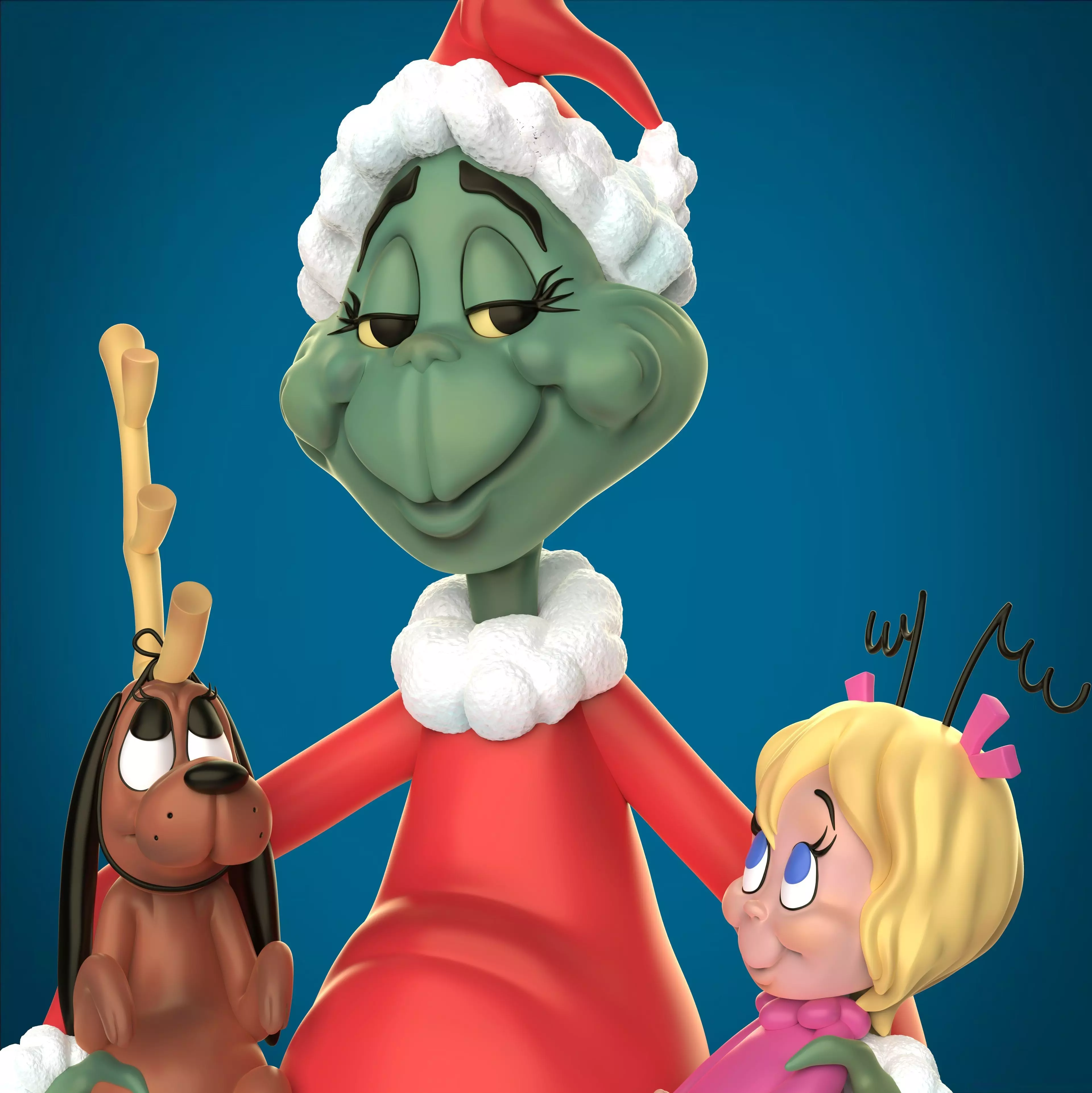 Diorama GRINCH MAX y CINDY LOU 3D print model_3