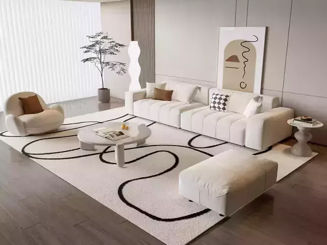 Sofa Coffee table Wall panel Living Combination 15 3D model