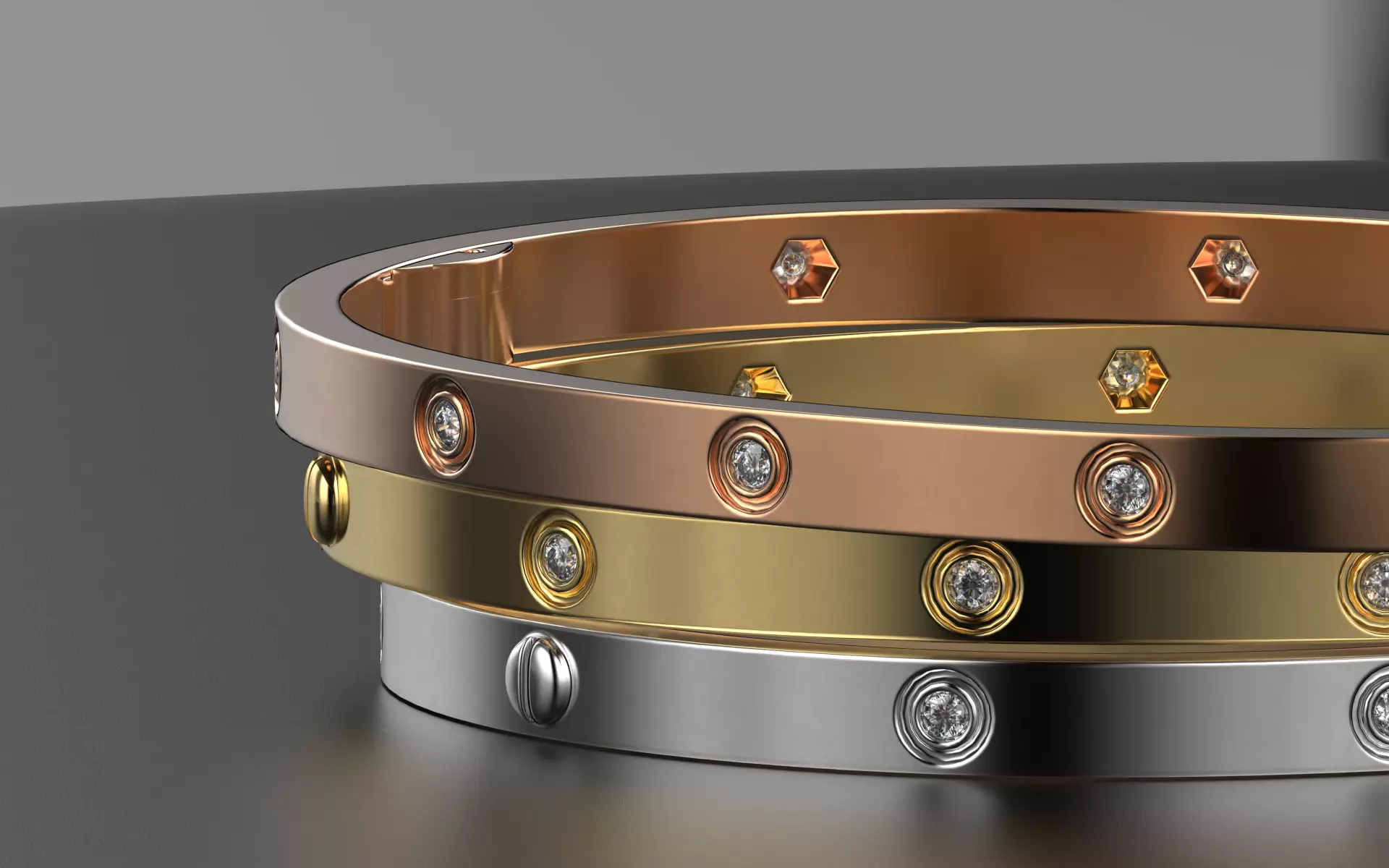 Bracelet Love 17size 10 gem 3D print model