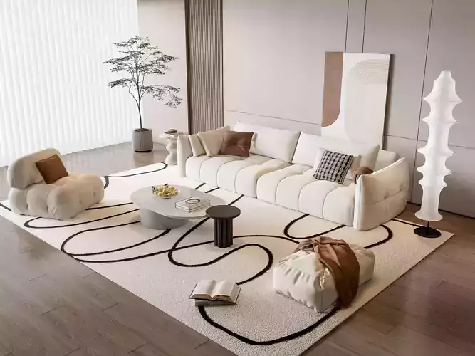 Sofa Coffee table Wall panel Living Combination 20