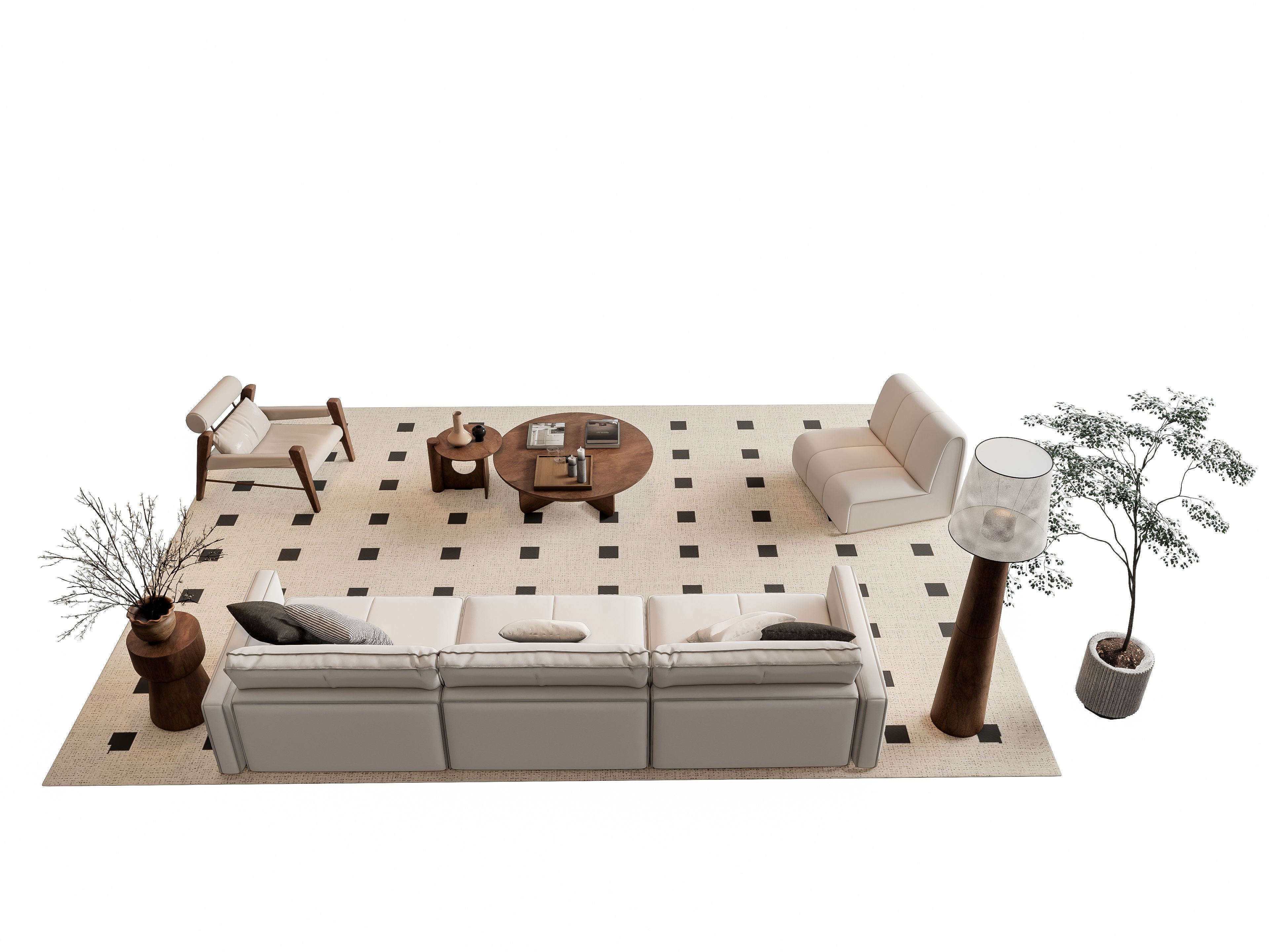 Sofa Coffee table sofa combination 6 3D model_2