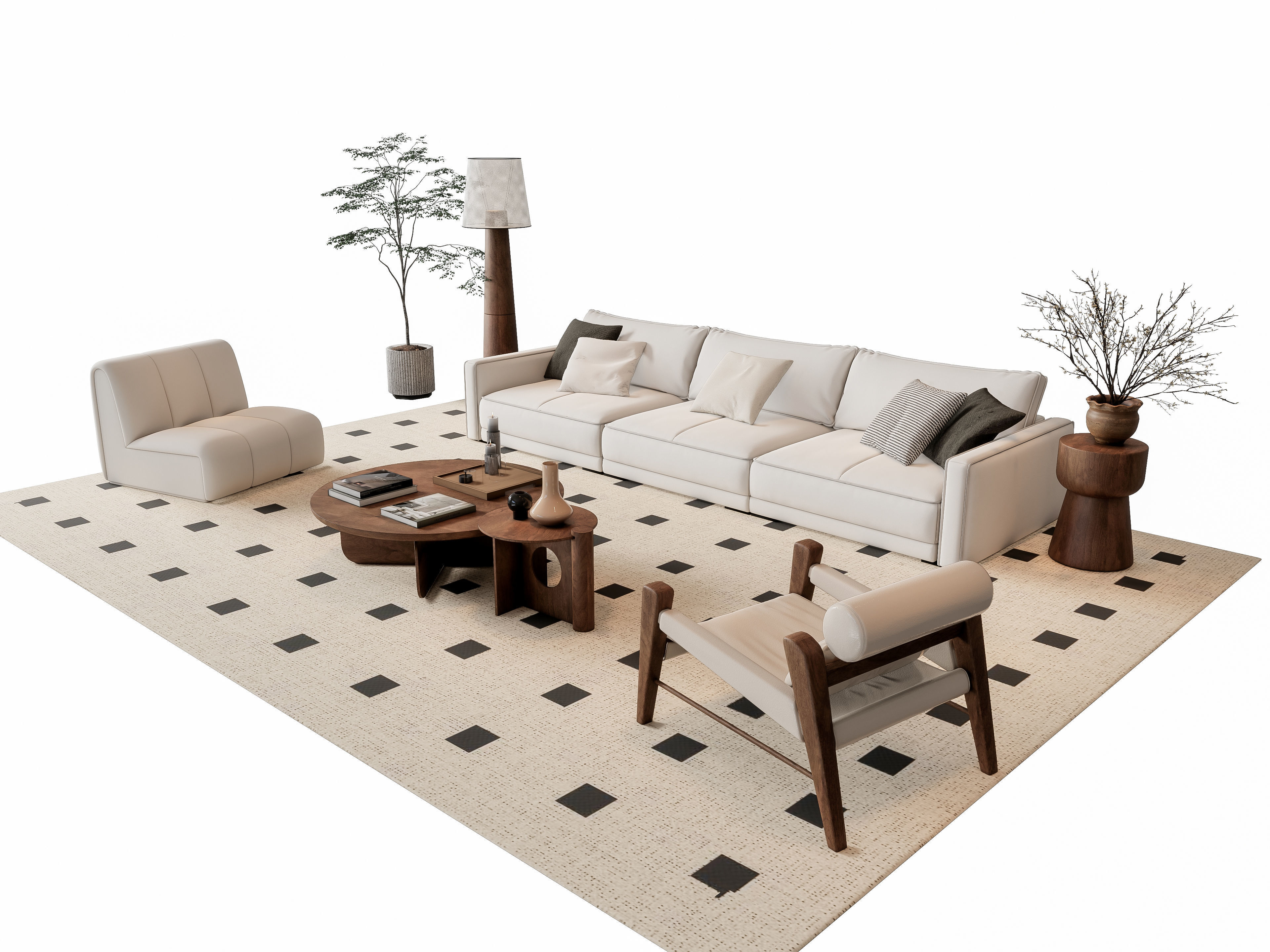 Sofa Coffee table sofa combination 6 3D model_13