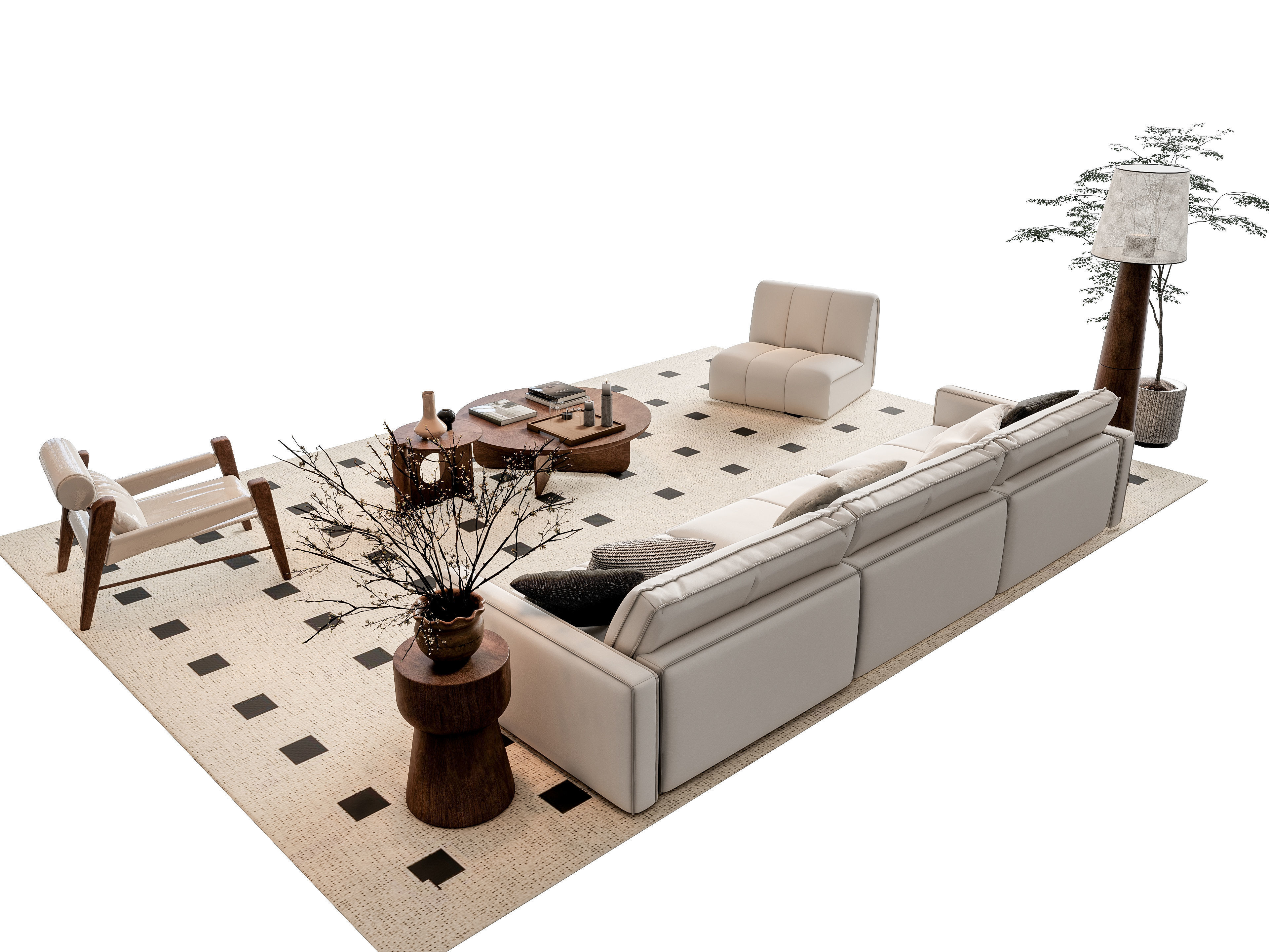 Sofa Coffee table sofa combination 6 3D model_1