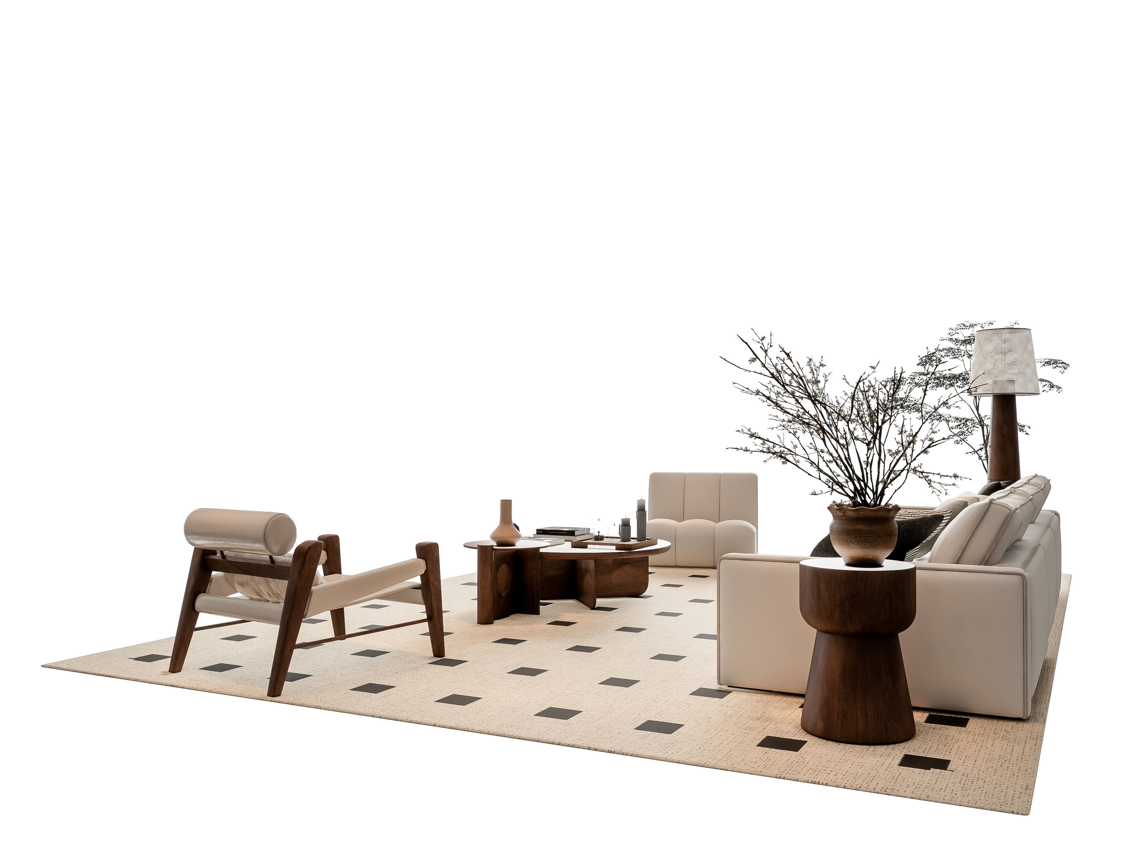 Sofa Coffee table sofa combination 6 3D model_10