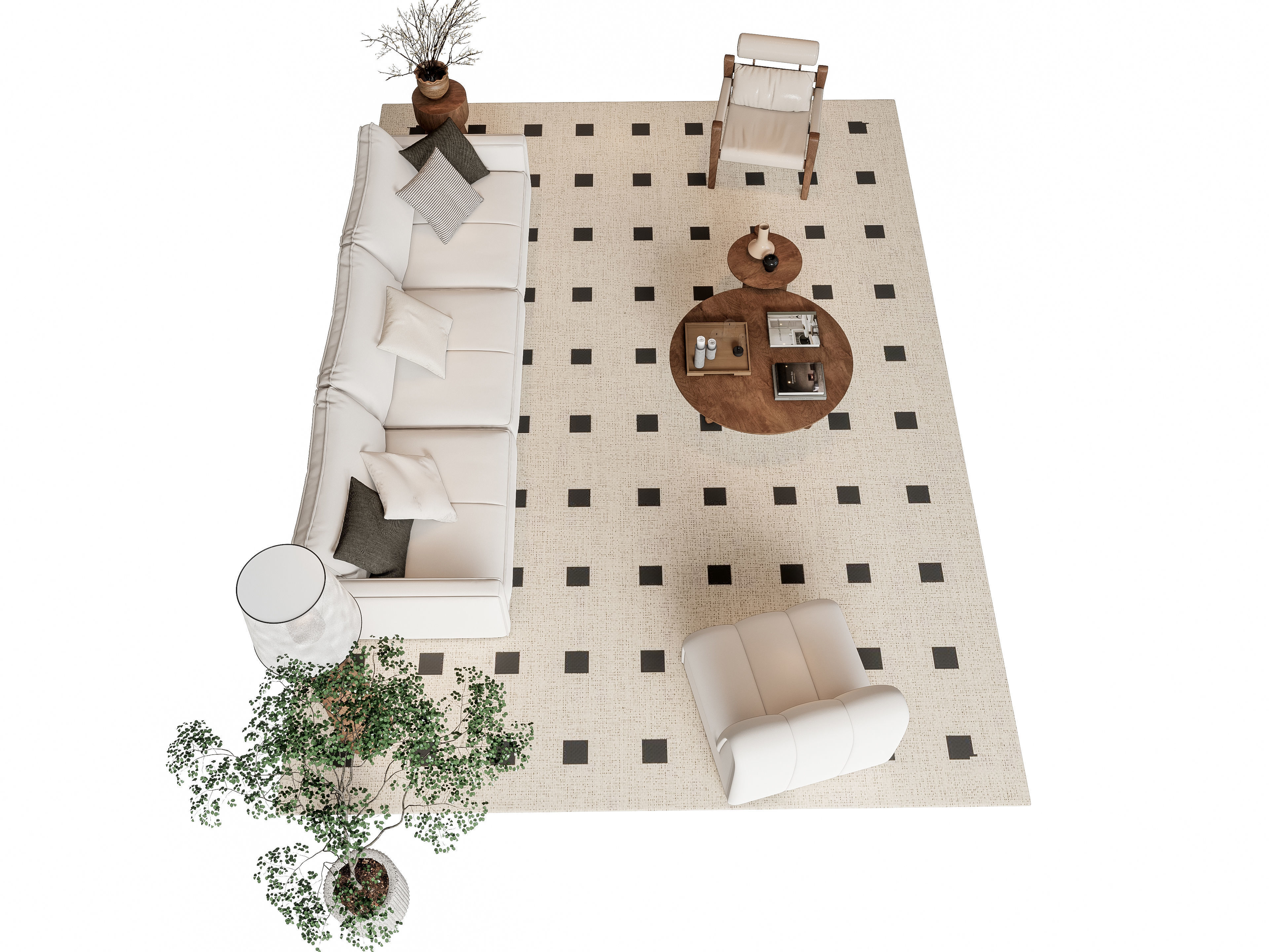 Sofa Coffee table sofa combination 6 3D model_8