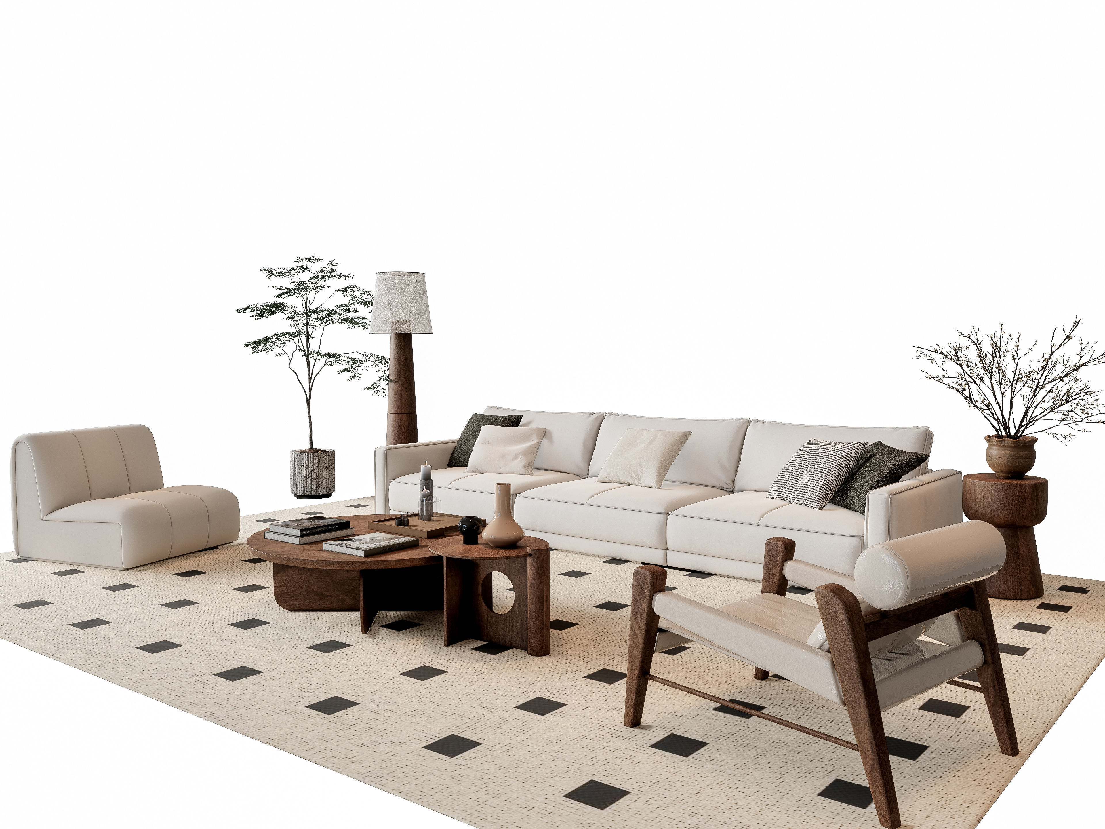 Sofa Coffee table sofa combination 6 3D model_5
