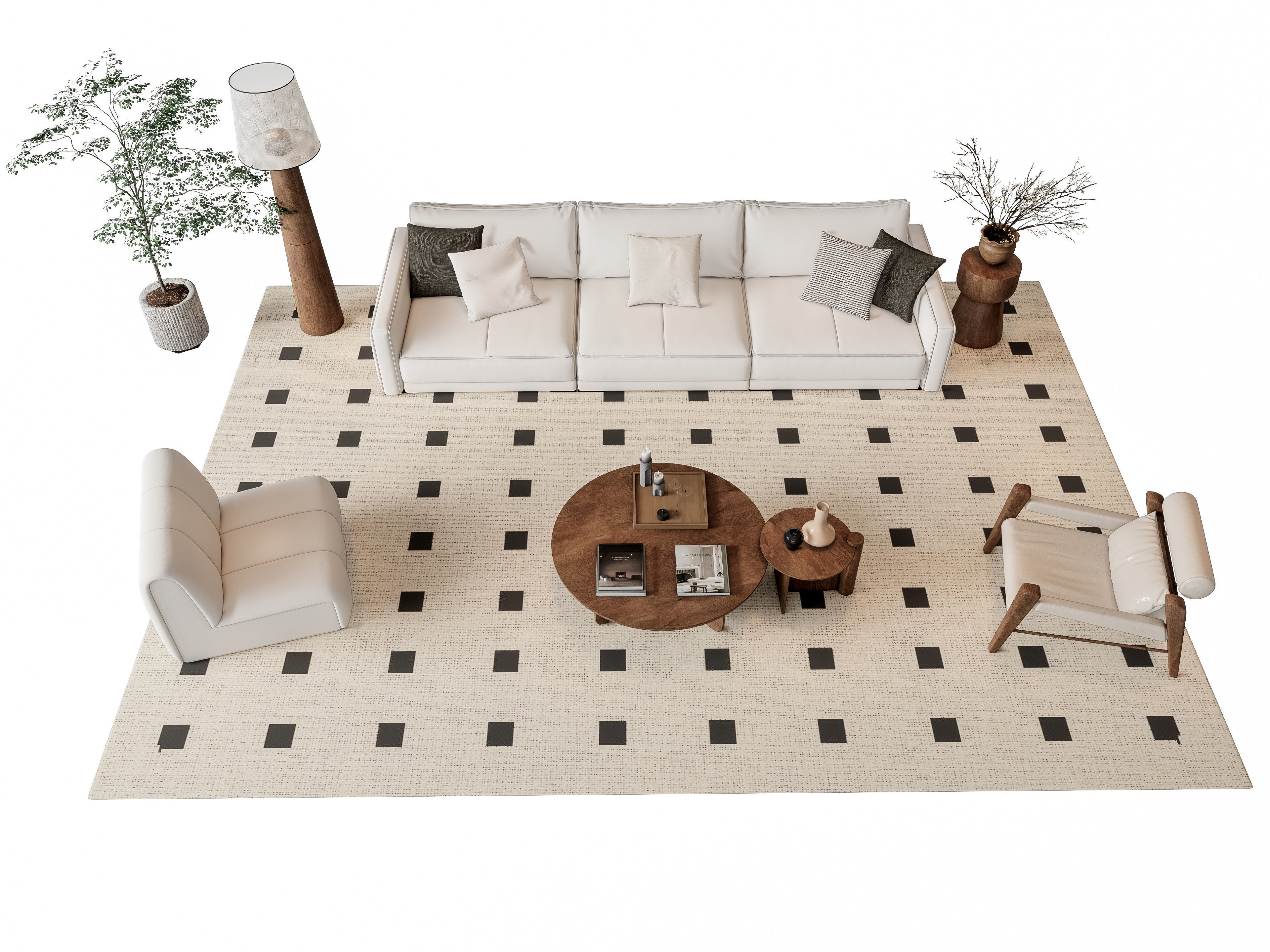 Sofa Coffee table sofa combination 6 3D model_3