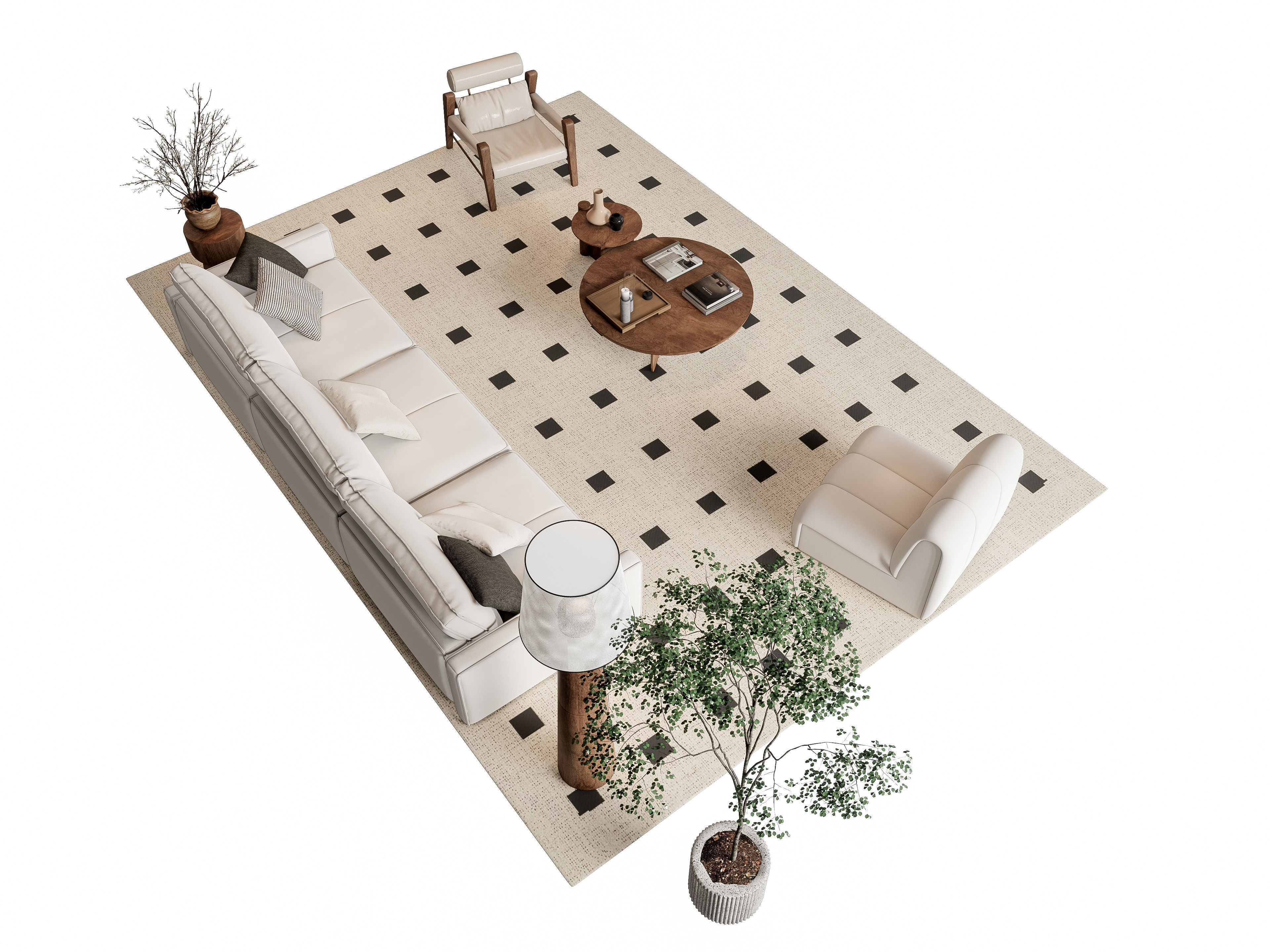 Sofa Coffee table sofa combination 6 3D model_4