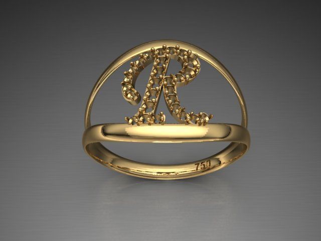 Personalized Initial Ring Custom 3D print model_4