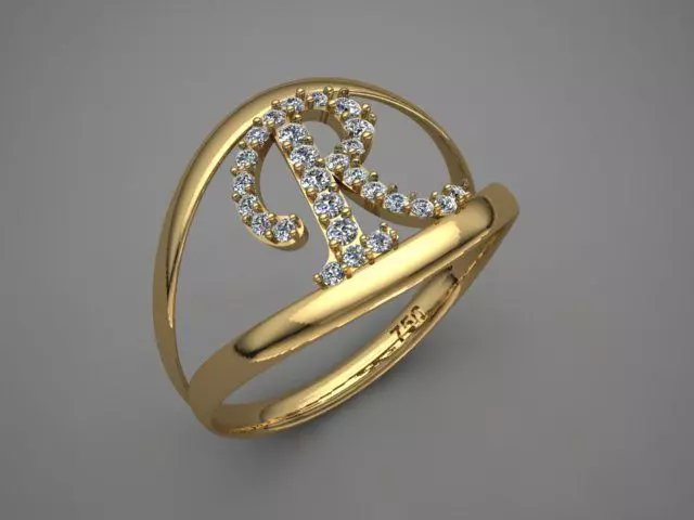 Personalized Initial Ring Custom 3D print model_0