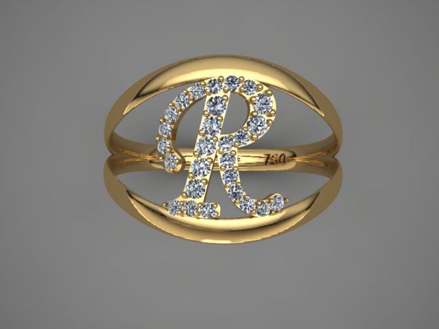 Personalized Initial Ring Custom 3D print model_1