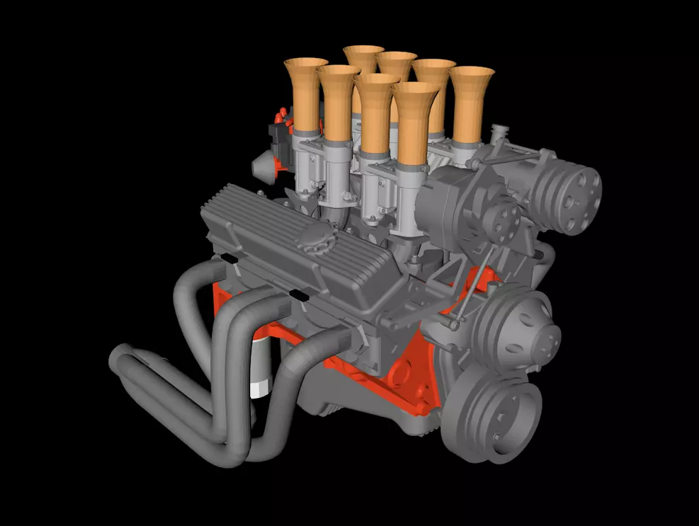 Chevrolet Small Block ITB Engine 3D print model_0