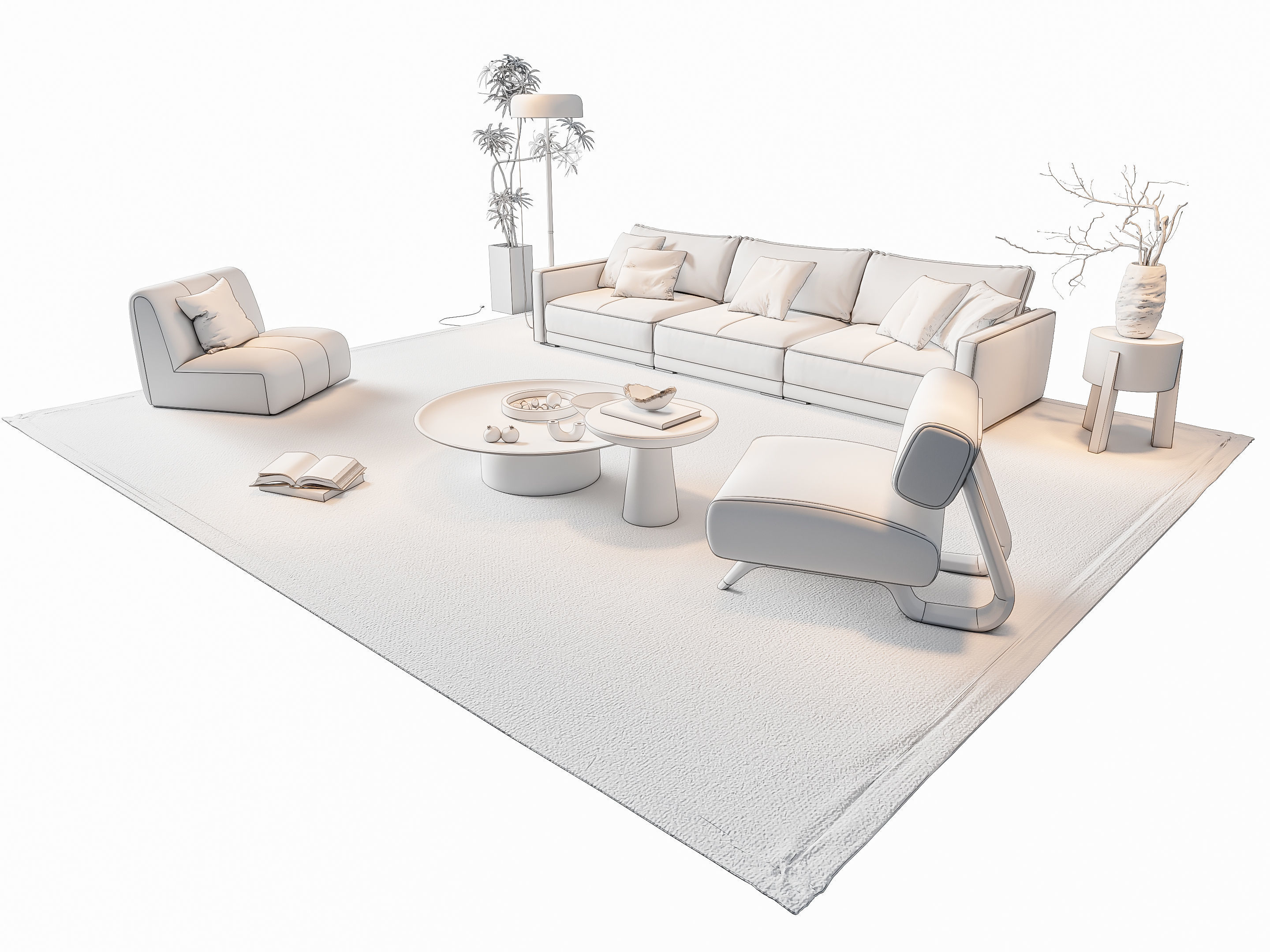 Sofa Coffee table sofa combination 8 3D model_19