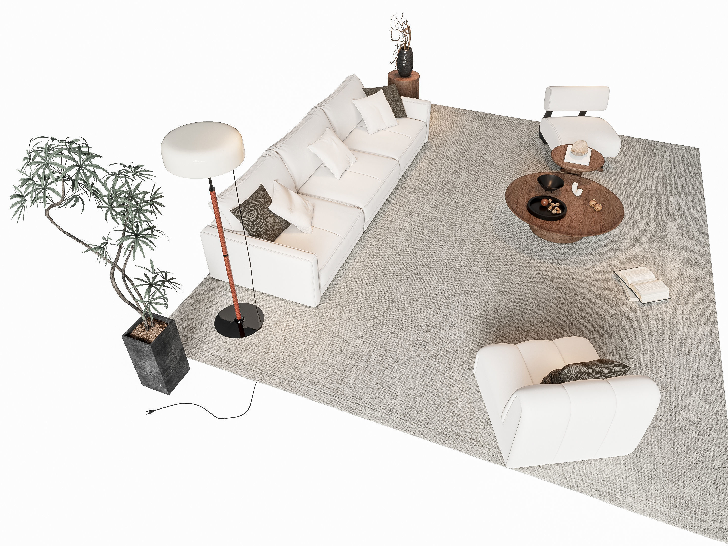 Sofa Coffee table sofa combination 8 3D model_5